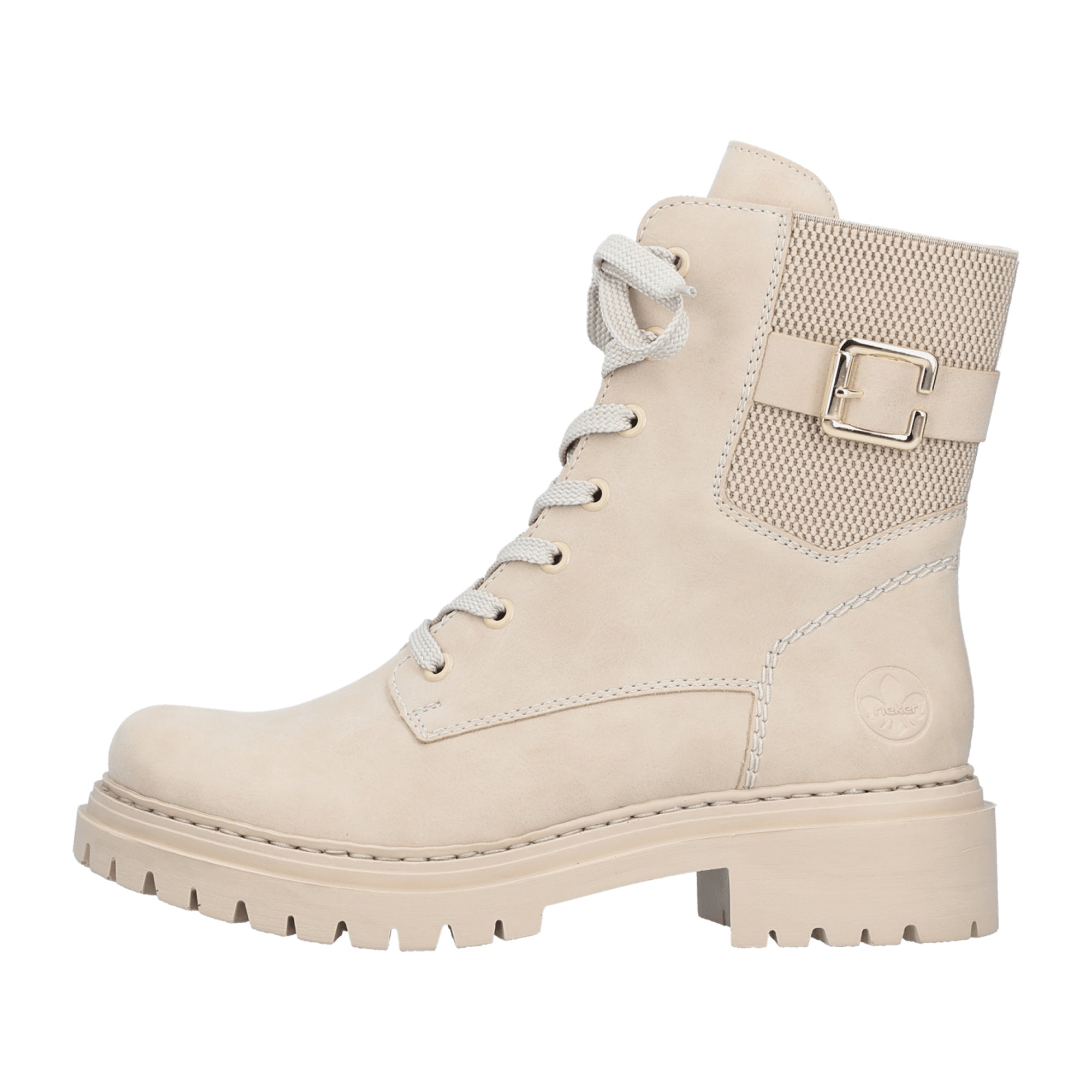 Rieker Beige Women's Boots with Zipper and Laces Warm Lined Comfortable Sole