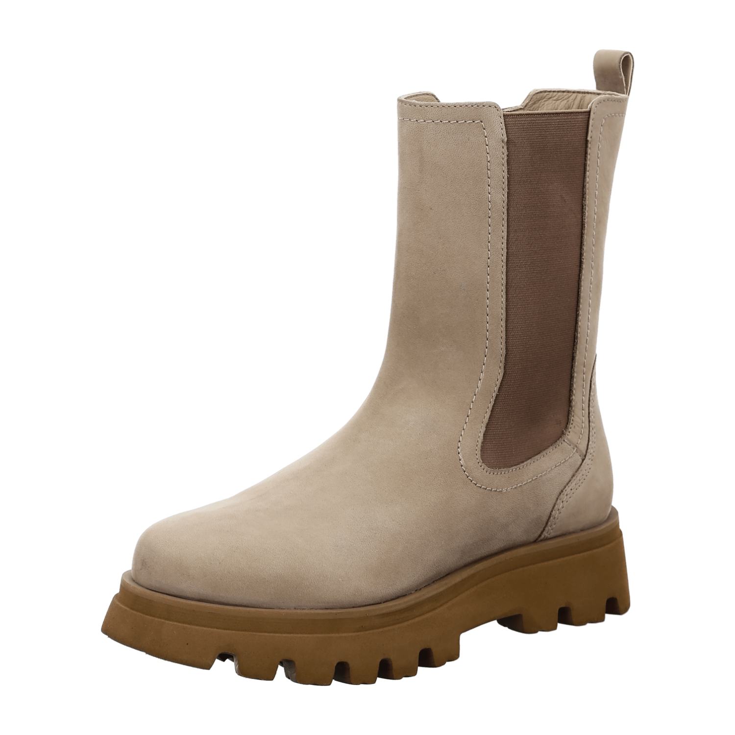 ARA Copenhagen Women's Beige Nubuck Leather Ankle Boots with Winter Lining Classic Chelsea Boots Pull-On