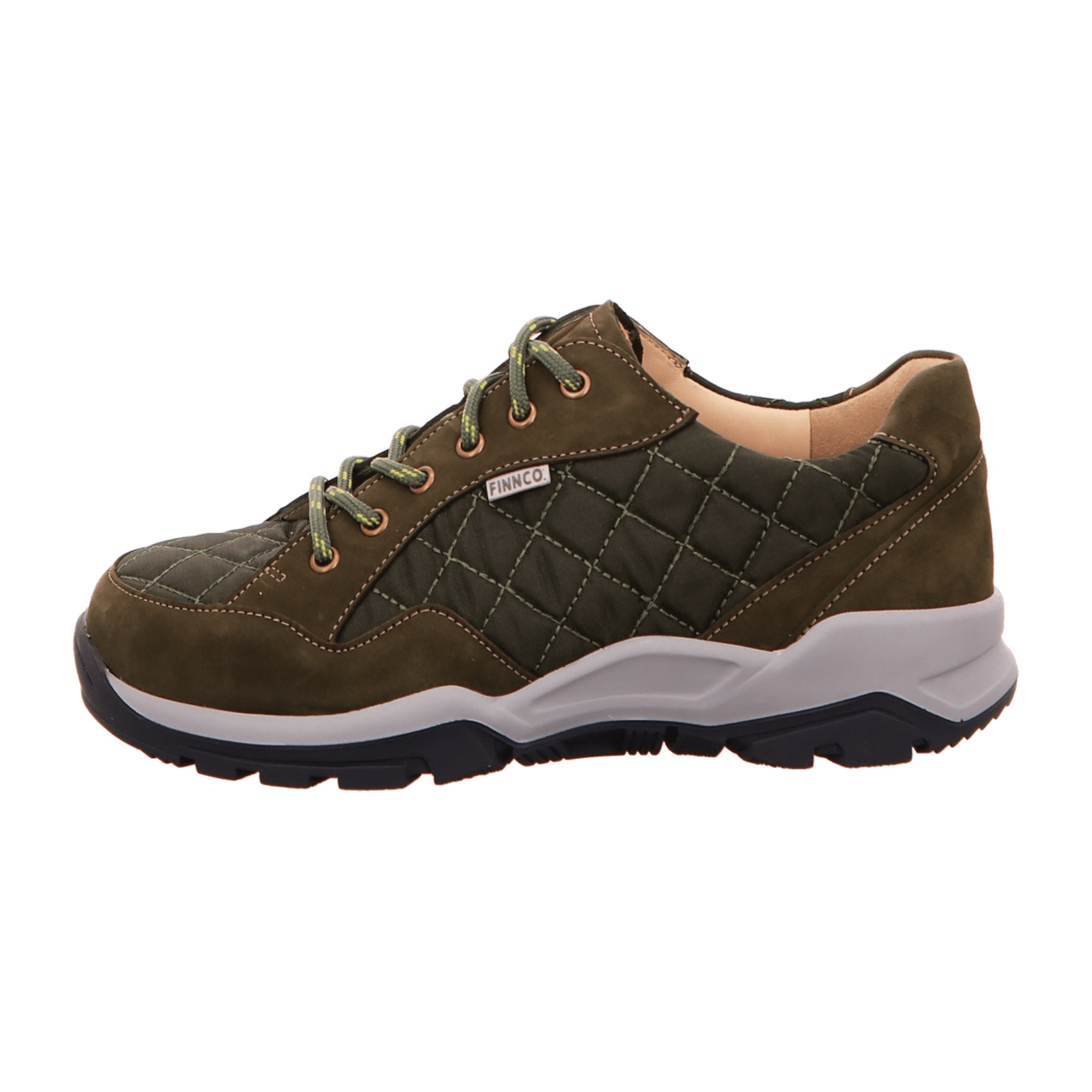 Finn Comfort Tessin Women's Olive Nubuck Quilted Sneaker - Comfortable Orthopedic Lace-Up Shoes