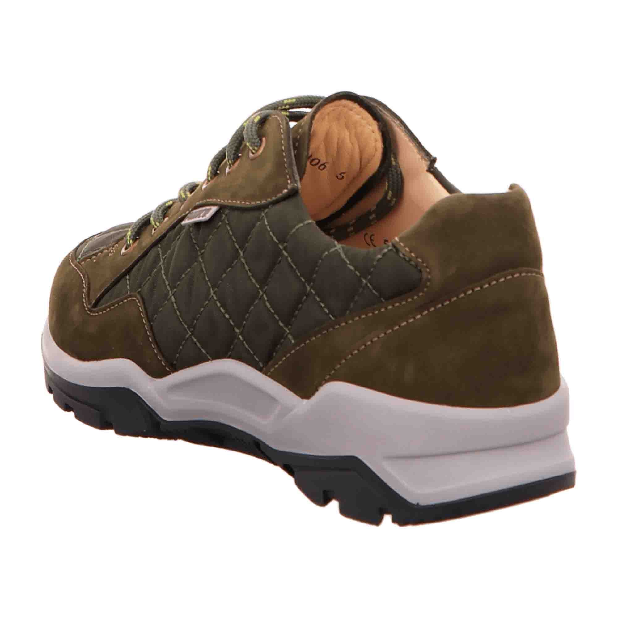 Finn Comfort Tessin Women's Olive Nubuck Quilted Sneaker - Comfortable Orthopedic Lace-Up Shoes