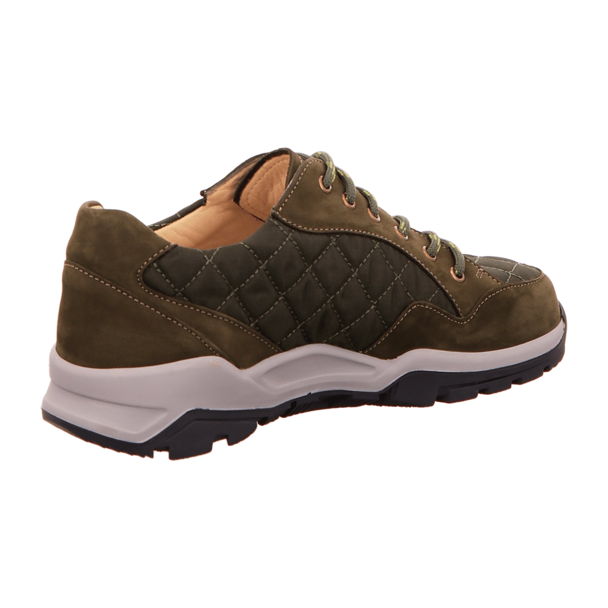 Finn Comfort Tessin Women's Olive Nubuck Quilted Sneaker - Comfortable Orthopedic Lace-Up Shoes