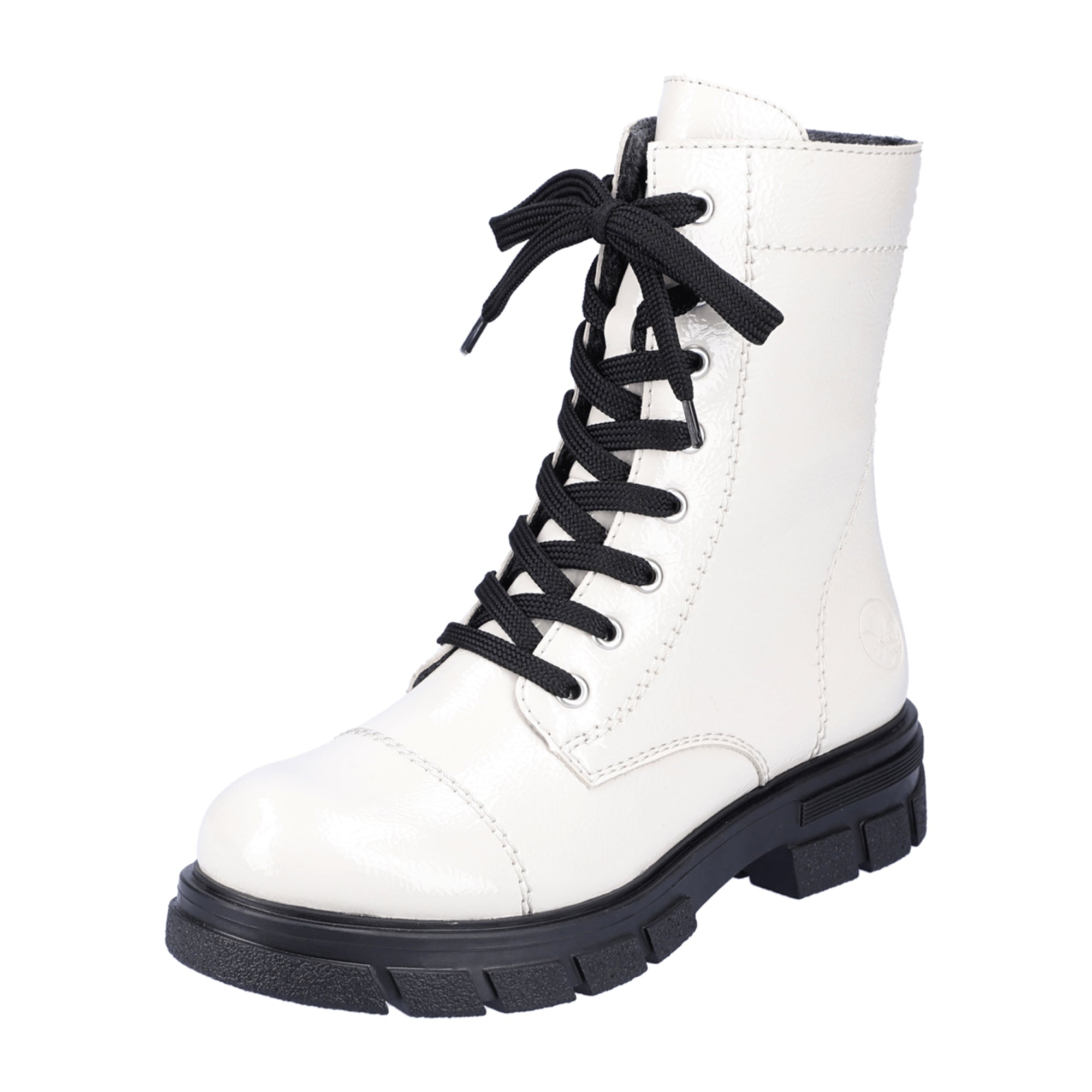 Rieker Women's White Biker Boots Z912280 Comfortable Winter Style