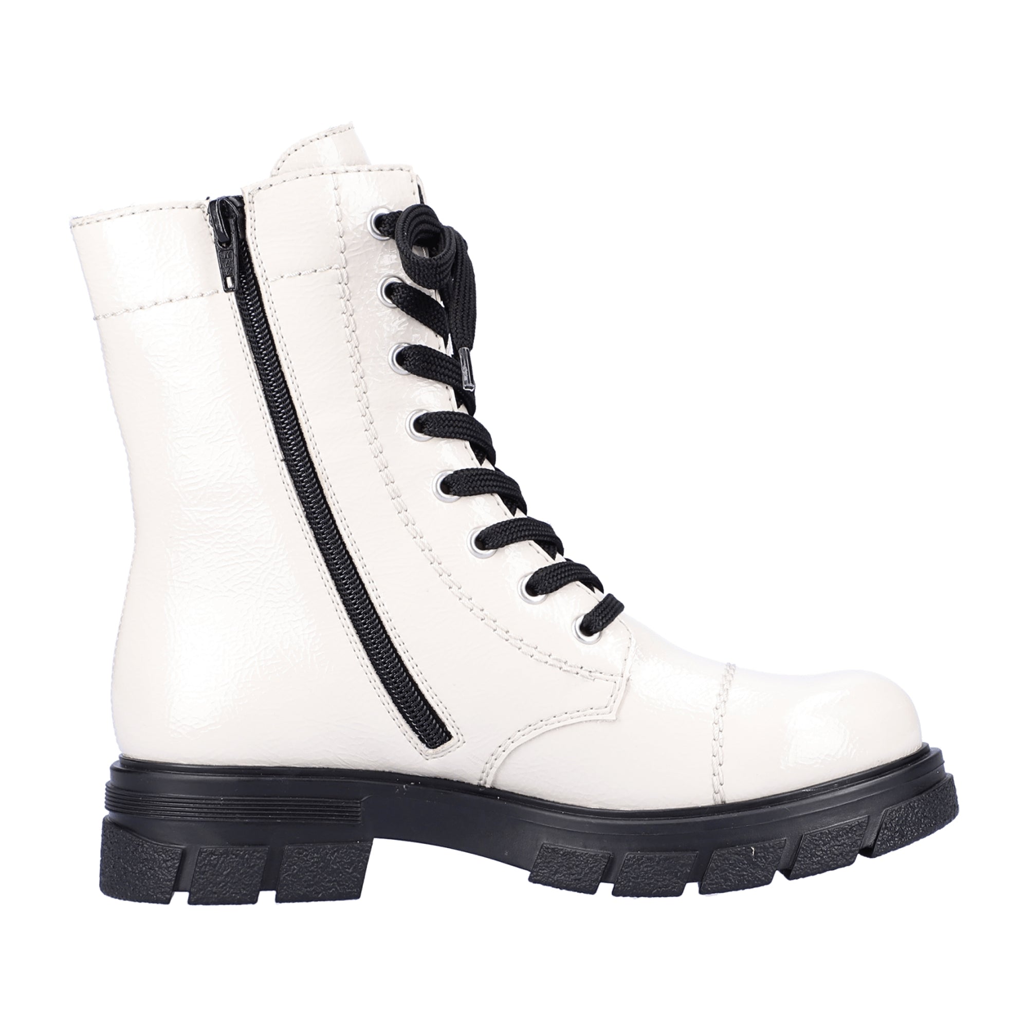 Rieker Women's White Biker Boots Z912280 Comfortable Winter Style