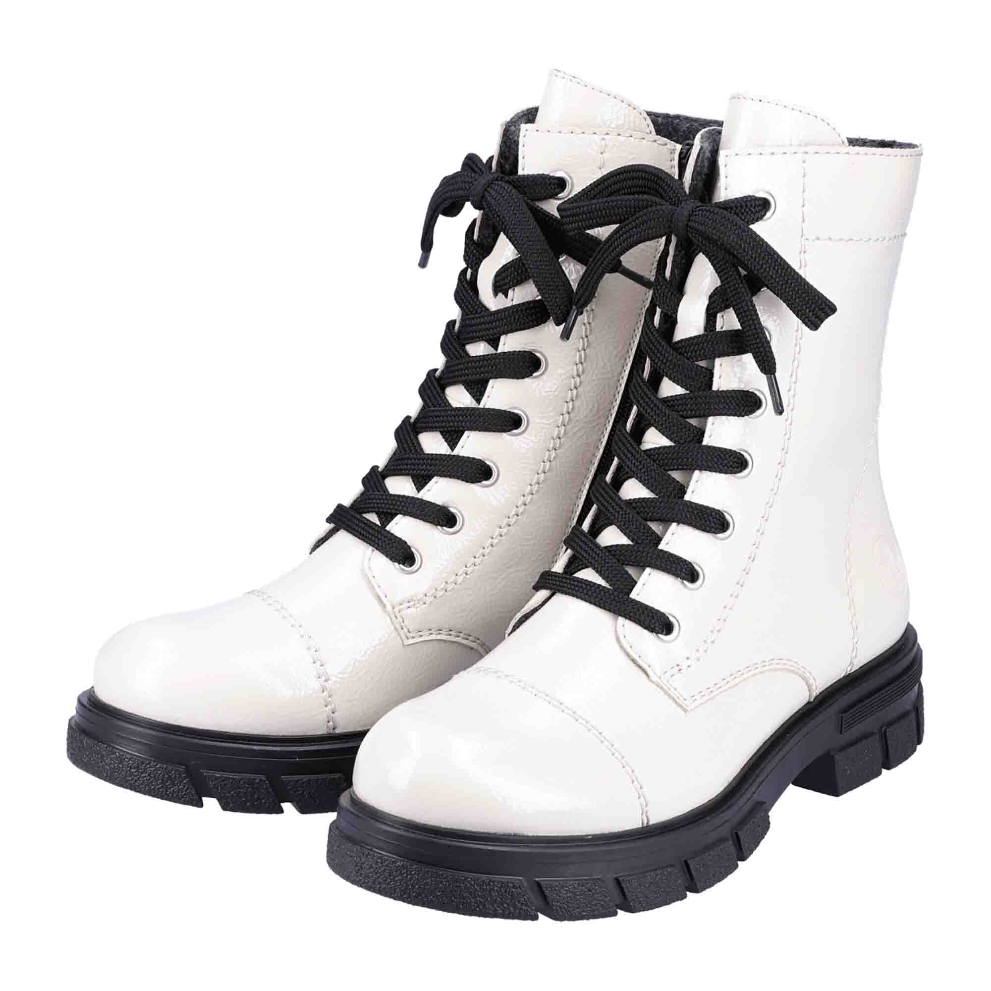 Rieker Women's White Biker Boots Z912280 Comfortable Winter Style