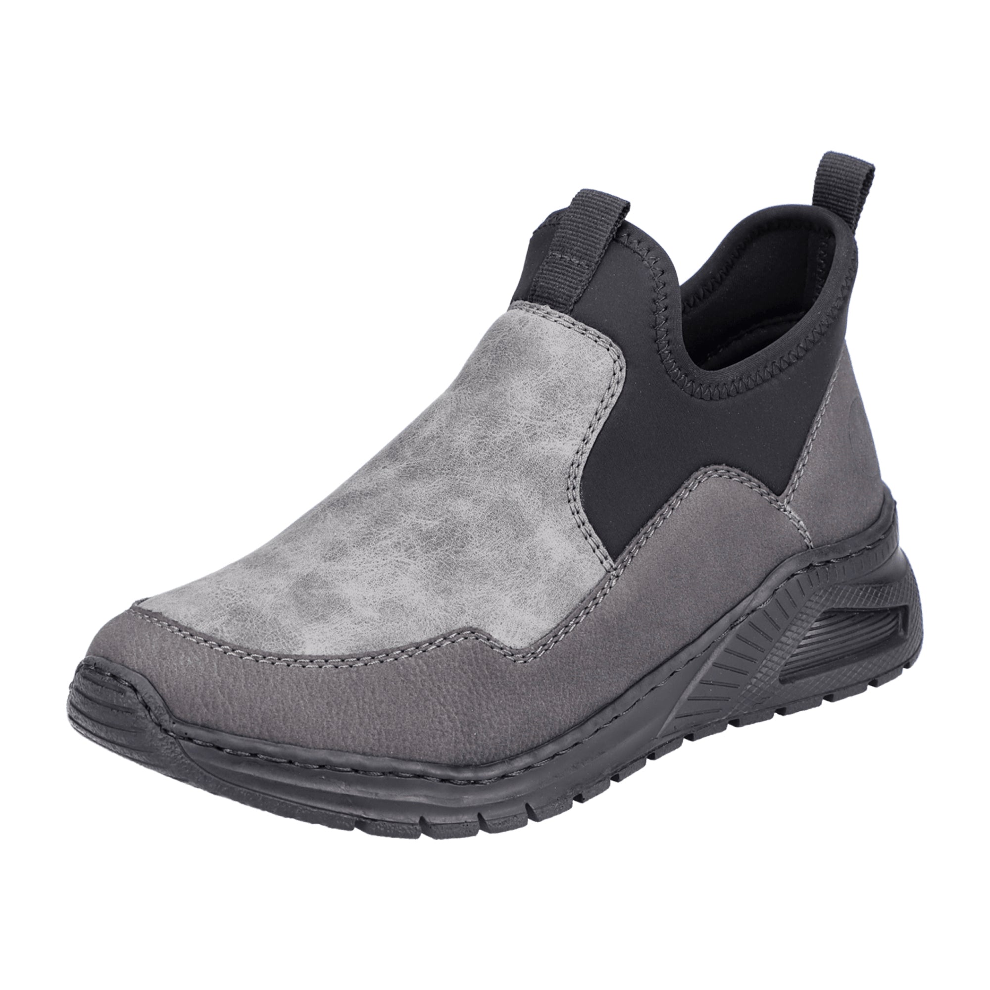 Rieker Women's Gray Slip-On Ankle Boots with Warm Lining and Zipper