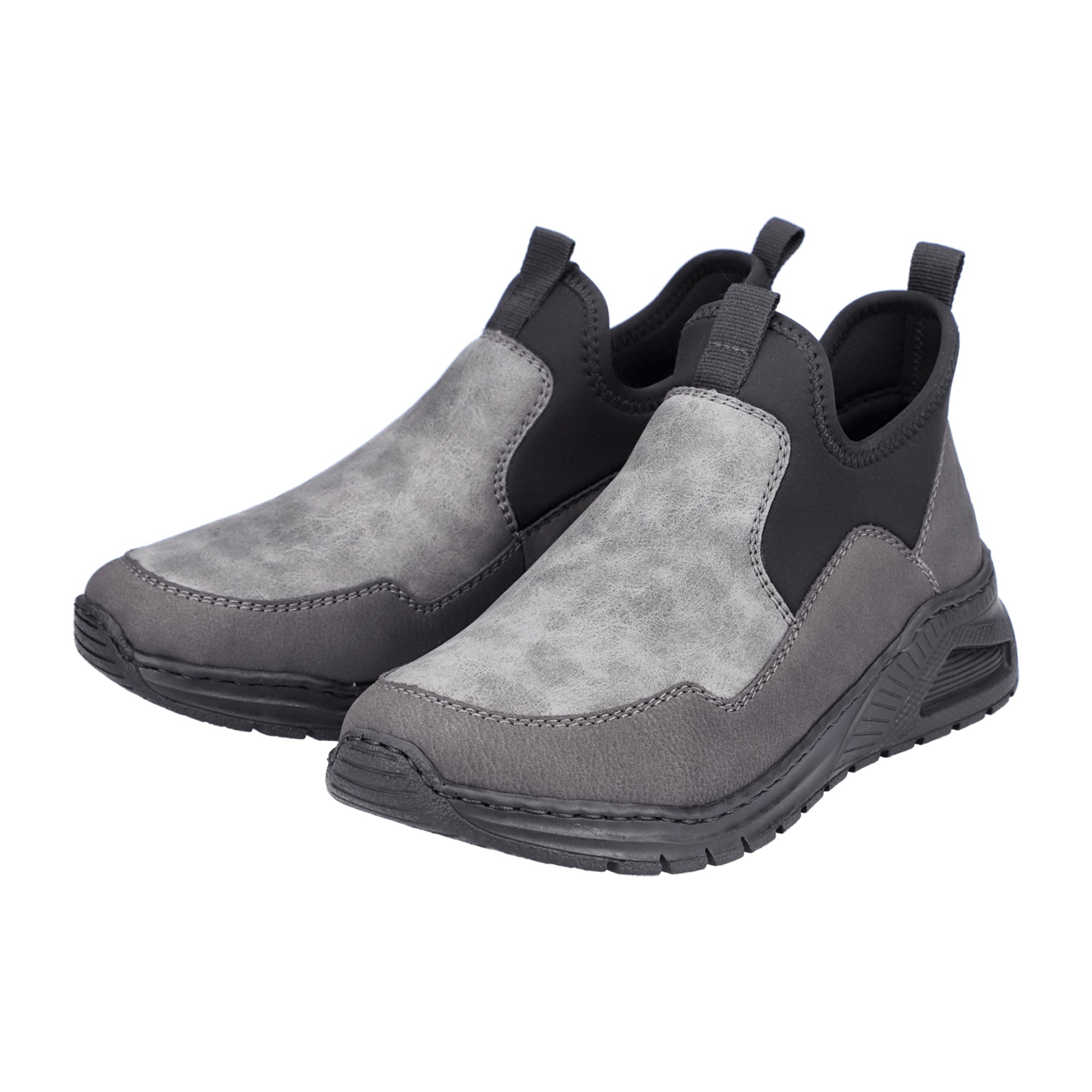 Rieker Women's Gray Slip-On Ankle Boots with Warm Lining and Zipper