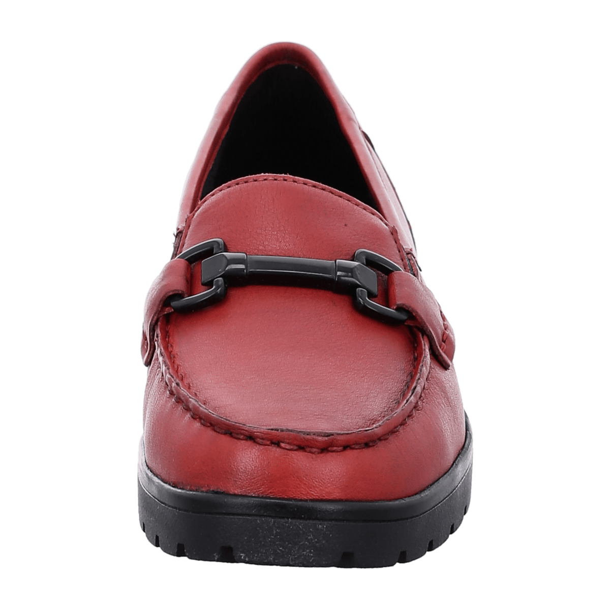 ARA DALLAS Women's Red Smooth Leather Loafers with Round Toe and Textile Lining - Bartel-Shop