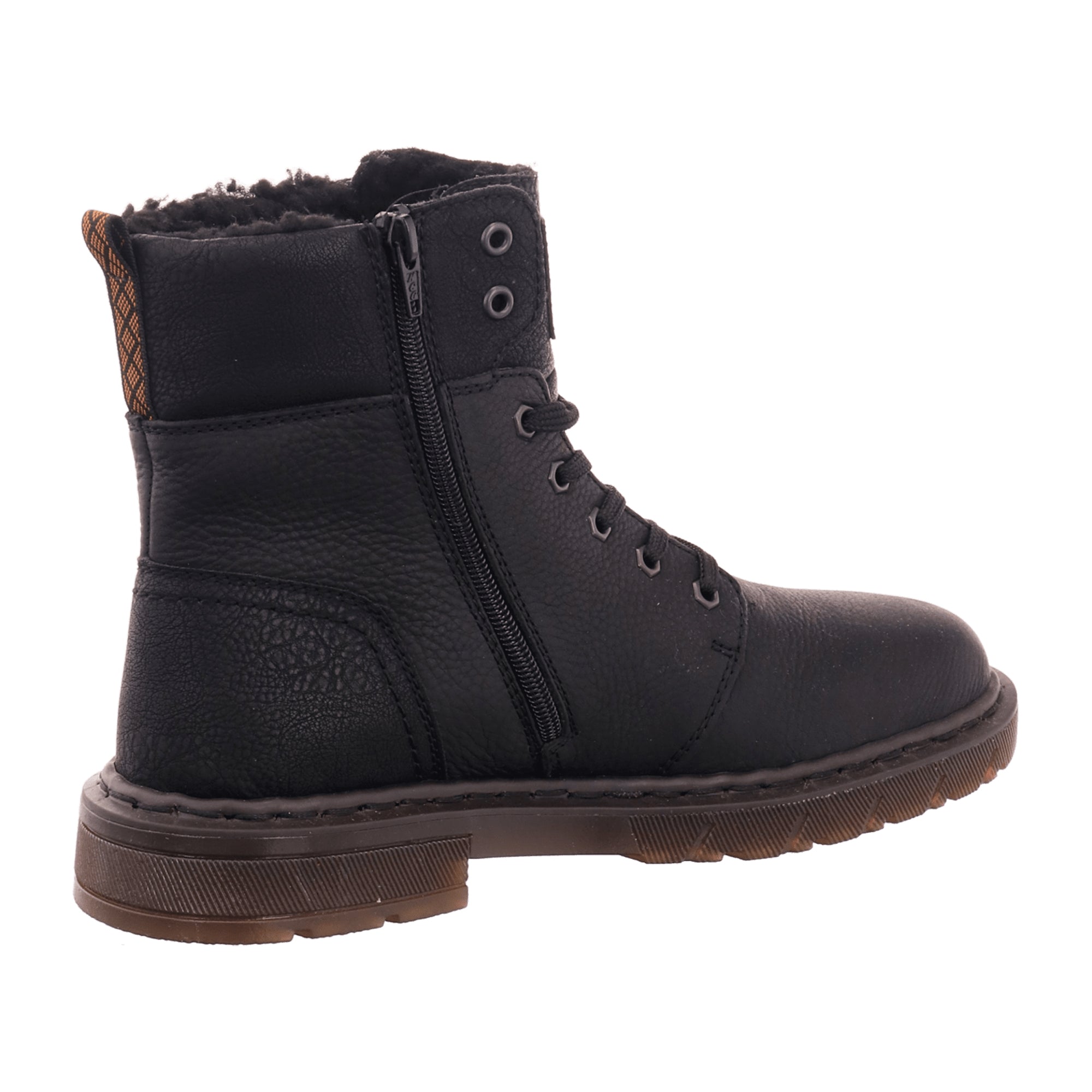 Rieker 3160200 Black Leather Shoes Lace-Up Block Heel Warm Lined Rubber Sole - Bartel-Shop