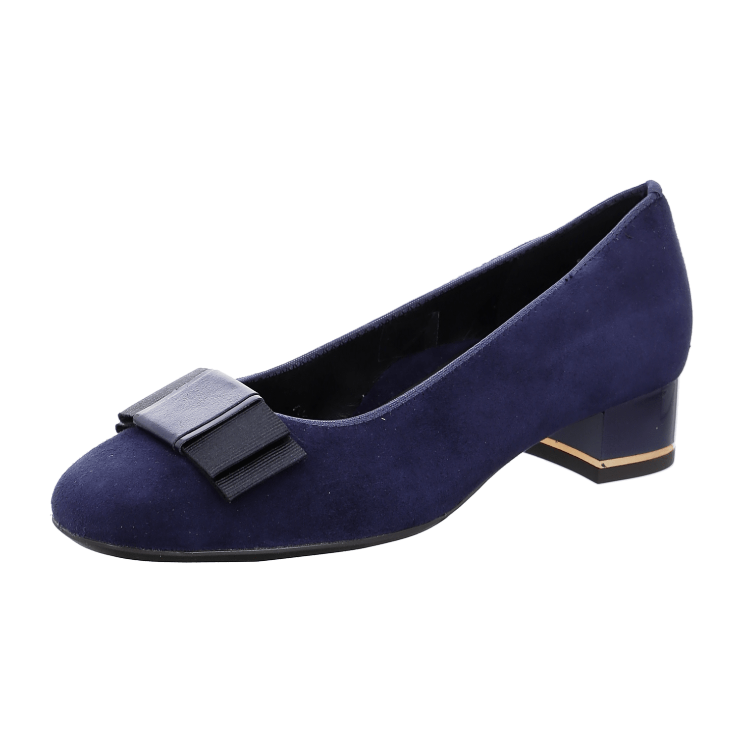 ARA GRAZ Women's Blue Velvet Leather Pumps with Round Toe and Leather Lining