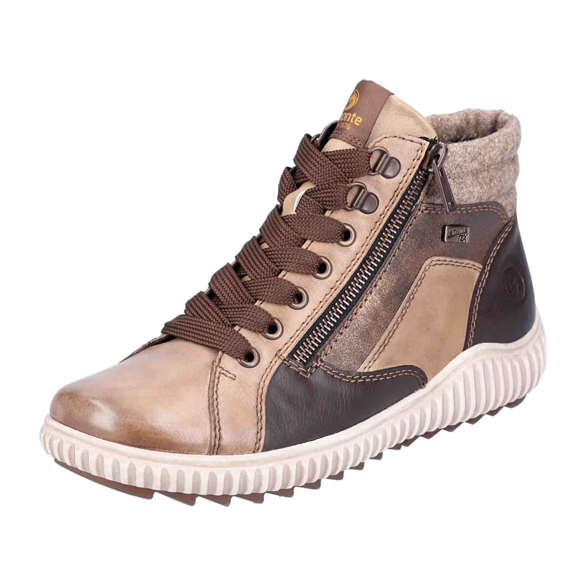 Remonte Women's Colorful Leather Ankle Boots with Warm Lining and Zip Closure