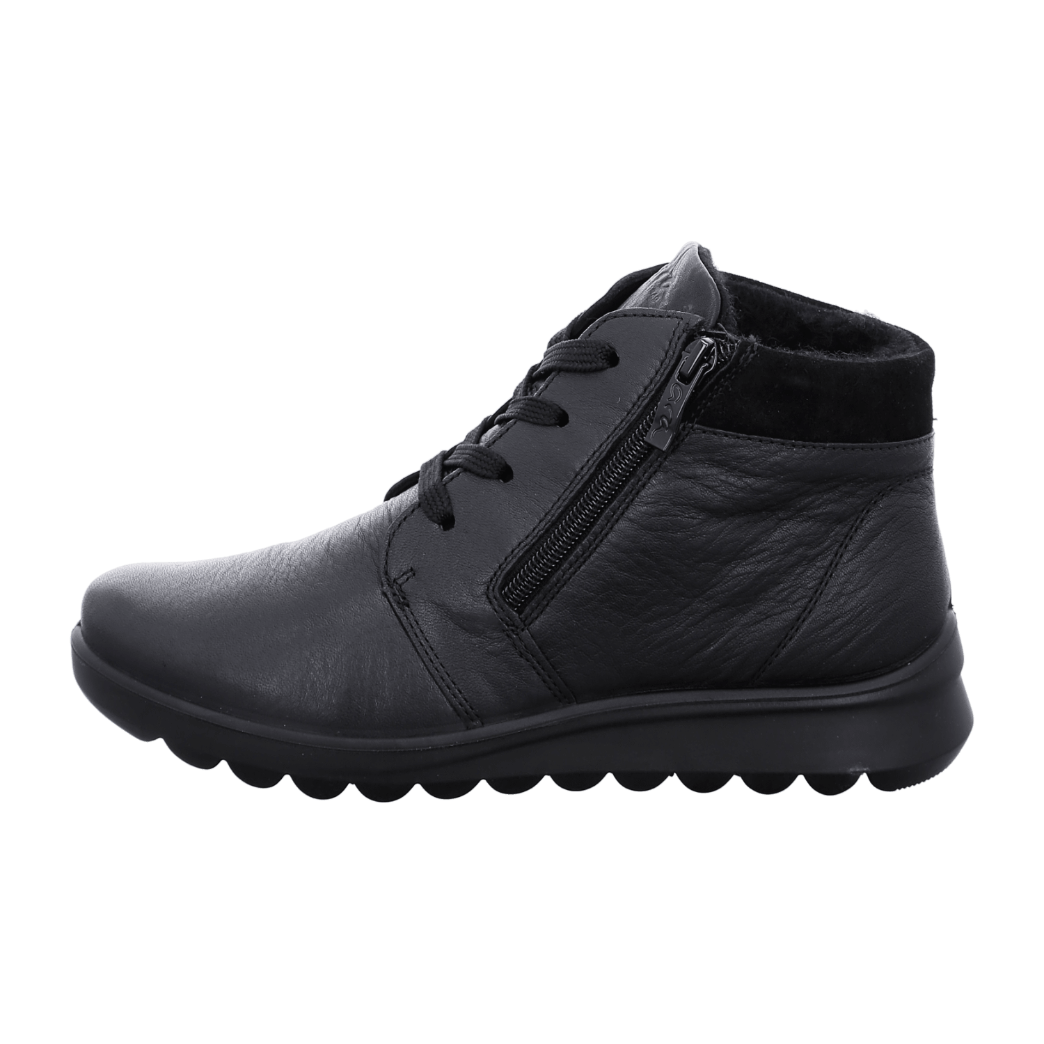 ARA TORONTO Women's Leather Winter Boots with Zipper and Wool Lining, Black