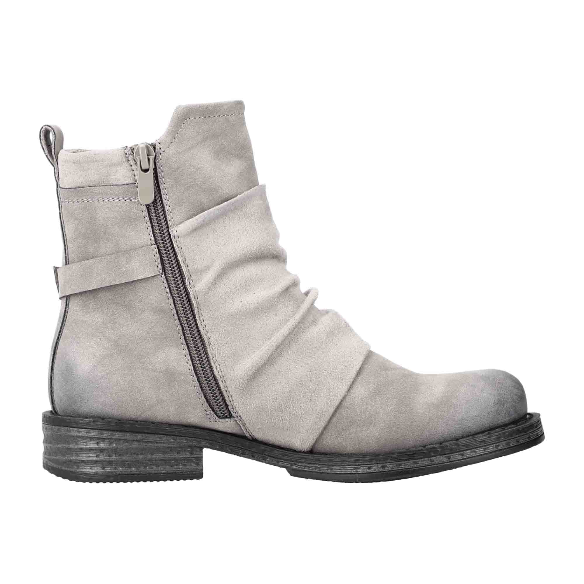 Rieker Women's Gray Ankle Boots with Side Zipper and Buckle Detail