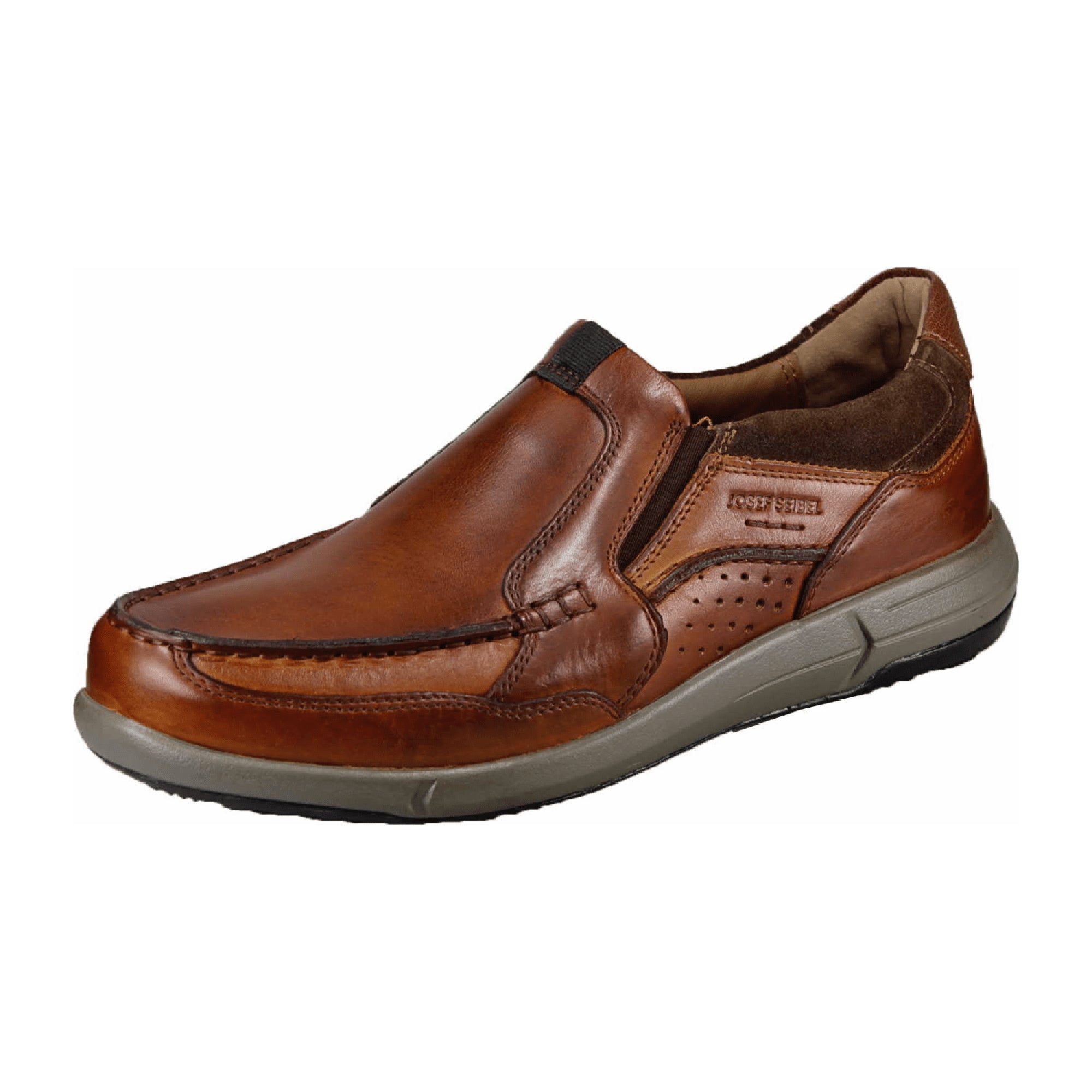 Josef Seibel Men's Brown Leather Shoes in Cognac Combination (Medium Brown)