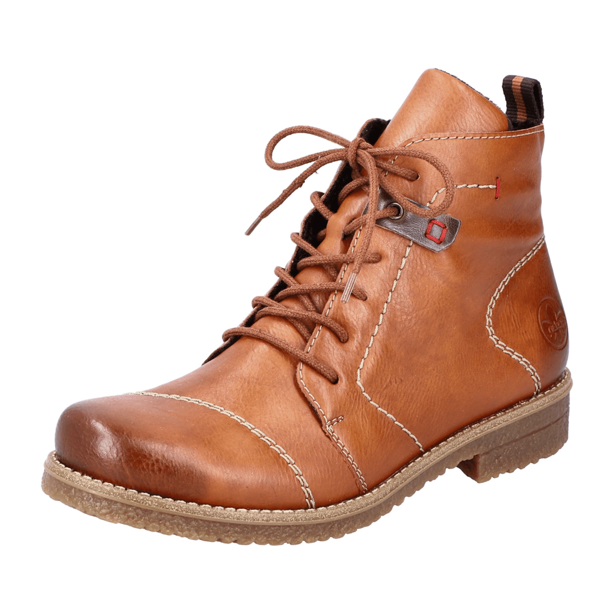 Rieker Women's Brown Lace-Up Ankle Boots with Warm Lining and Zip Closure
