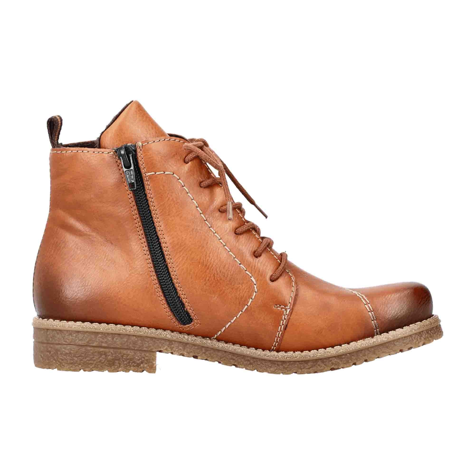 Rieker Women's Brown Lace-Up Ankle Boots with Warm Lining and Zip Closure