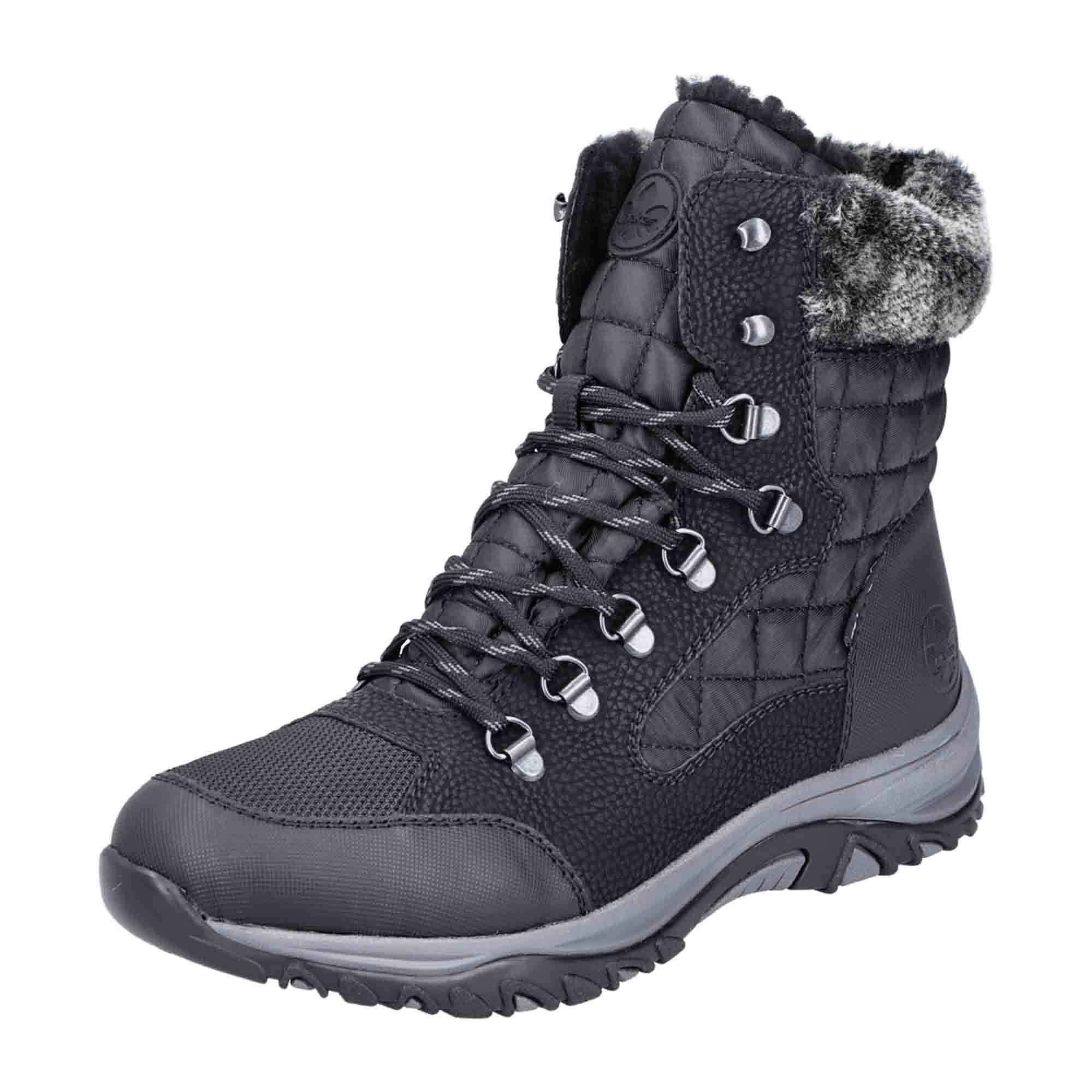 Rieker Tex Black Women's Boots M9644-00 Warm Lined Waterproof Winter Shoes