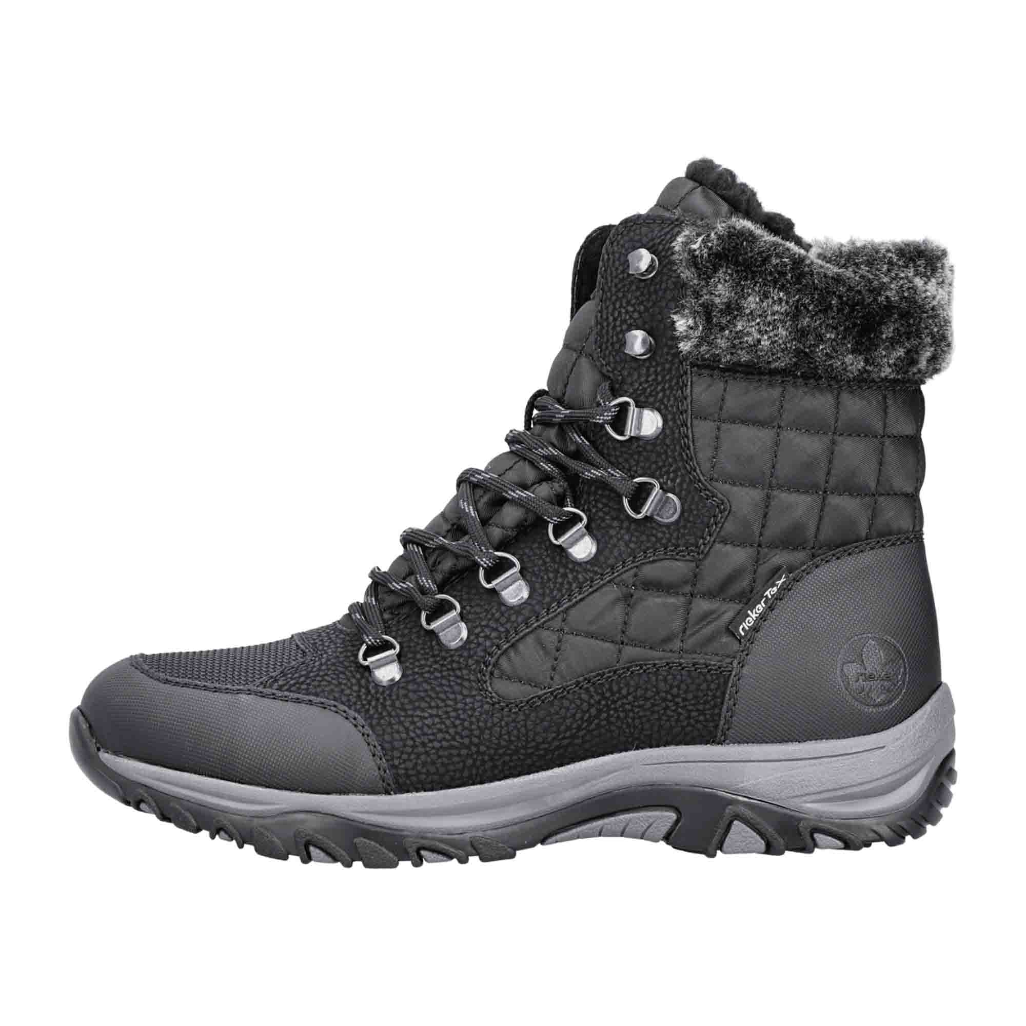 Rieker Tex Black Women's Boots M9644-00 Warm Lined Waterproof Winter Shoes