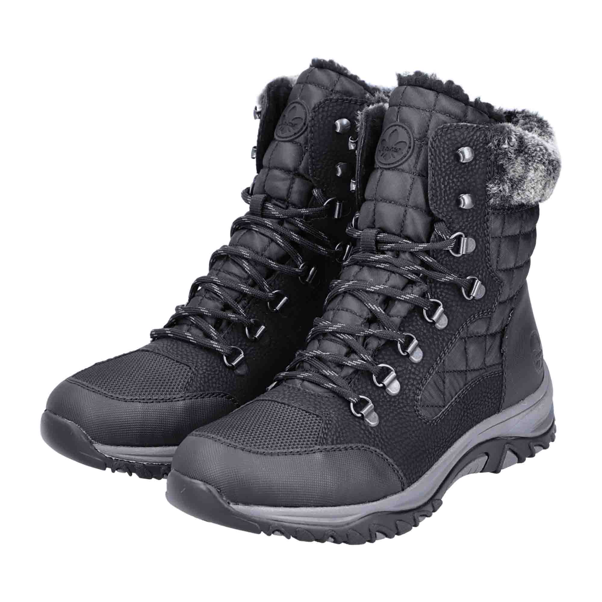 Rieker Tex Black Women's Boots M9644-00 Warm Lined Waterproof Winter Shoes