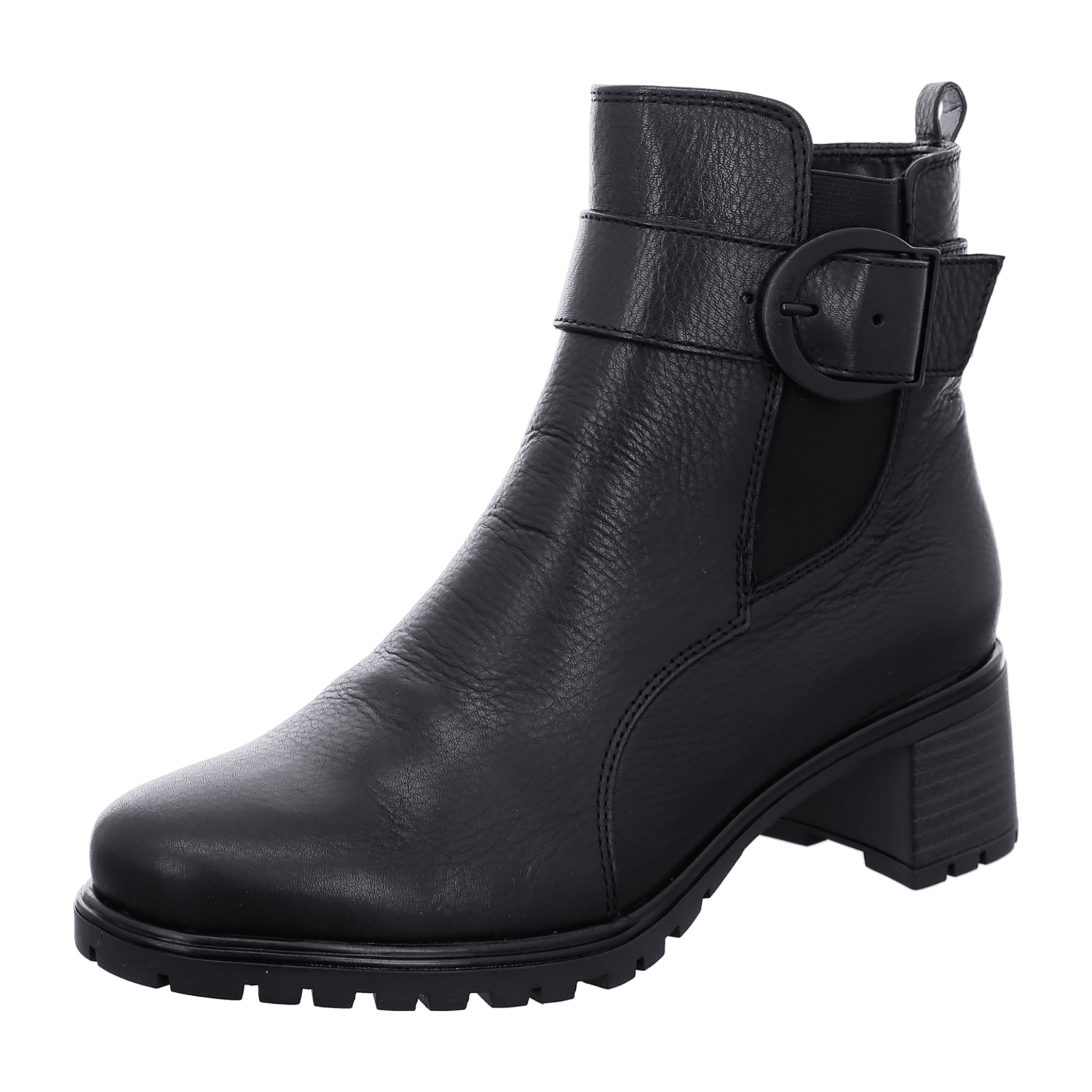 ARA RONDA Women's Boots Classic Ankle Boots in Black Smooth Leather with Zipper and Round Toe