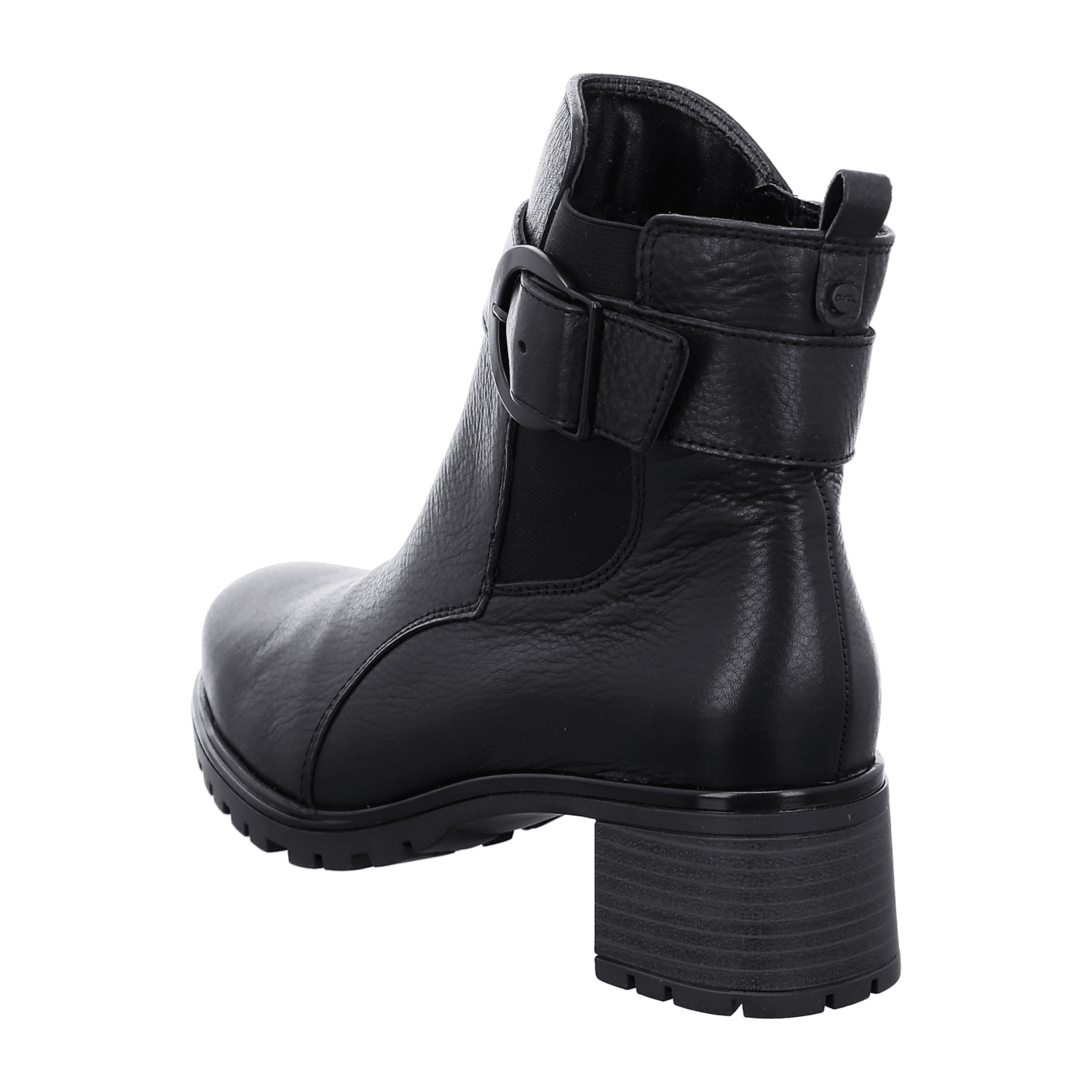 ARA RONDA Women's Boots Classic Ankle Boots in Black Smooth Leather with Zipper and Round Toe