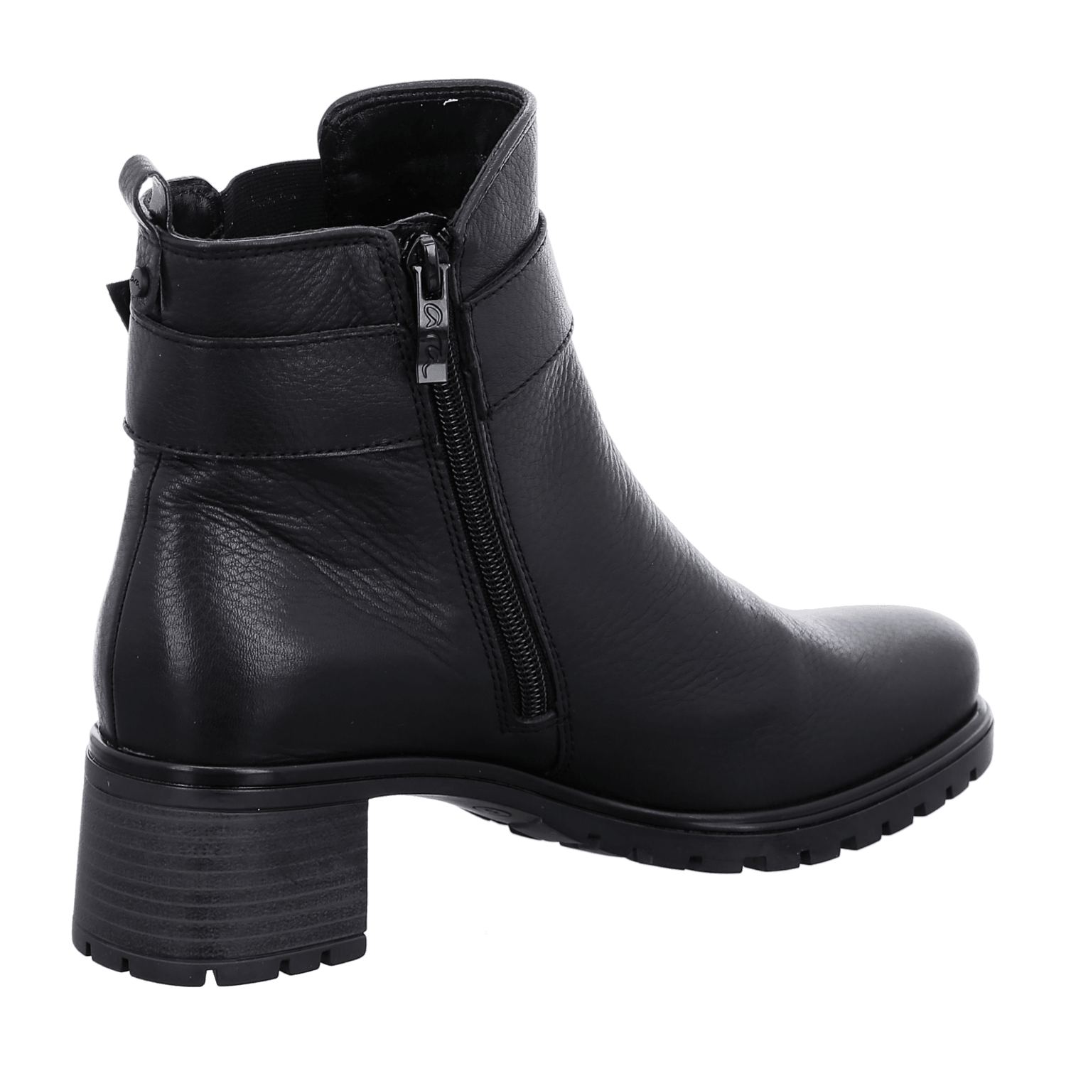 ARA RONDA Women's Boots Classic Ankle Boots in Black Smooth Leather with Zipper and Round Toe