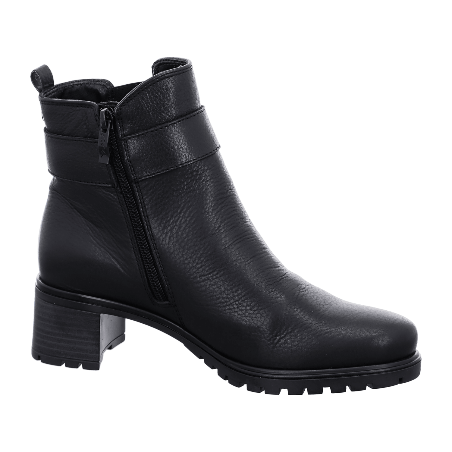 ARA RONDA Women's Boots Classic Ankle Boots in Black Smooth Leather with Zipper and Round Toe