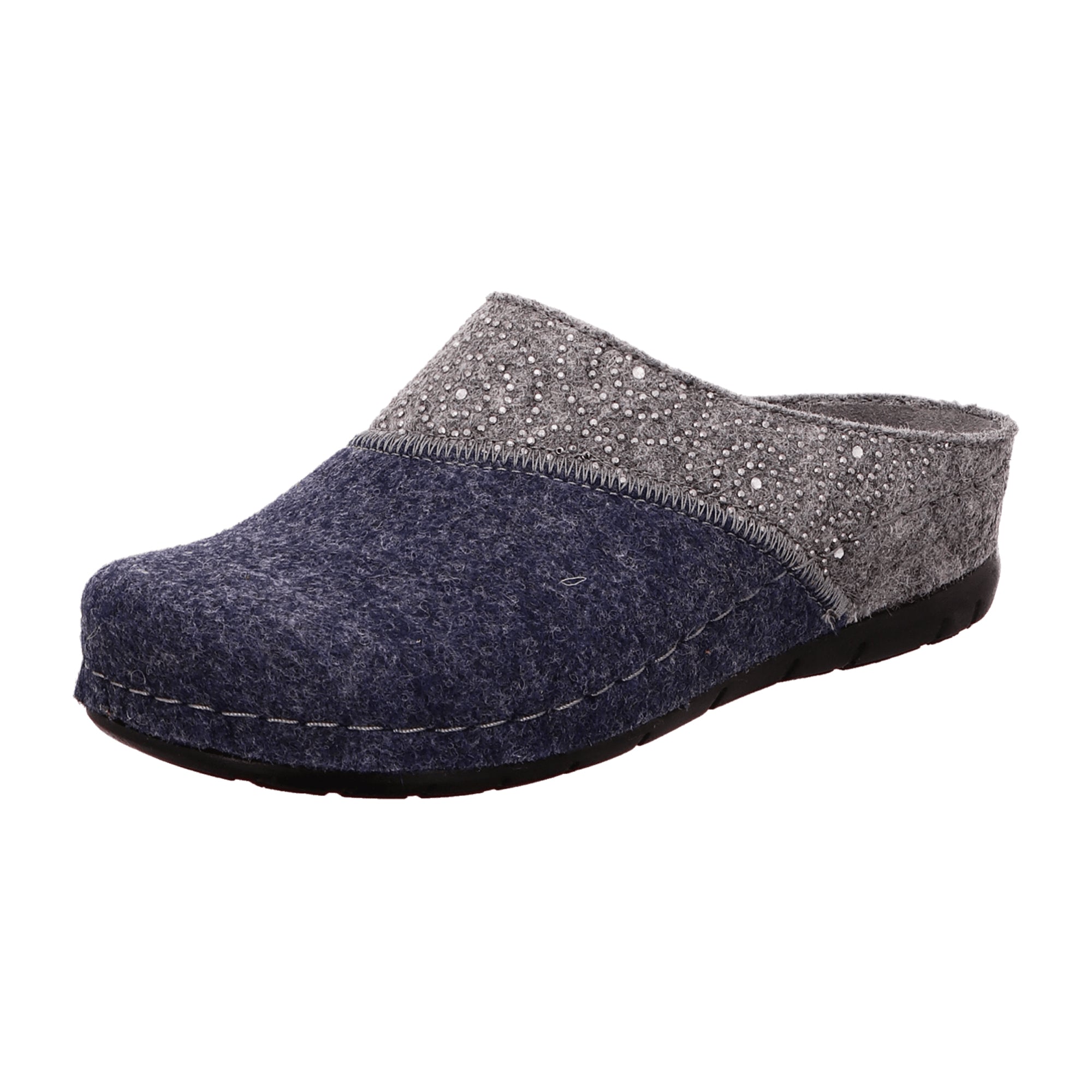 Rohde Women's Blue House Slippers Flat Heel for Fall Winter