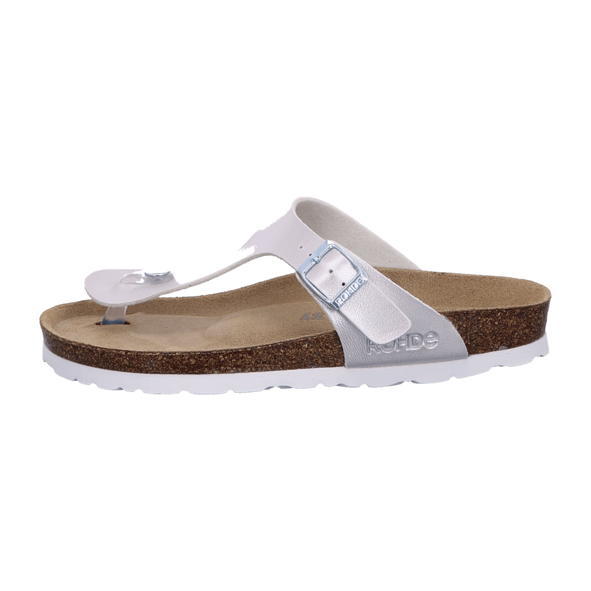 Rohde Women's Silver Pantolette Slip-On Sandals with Buckle and Open Toe