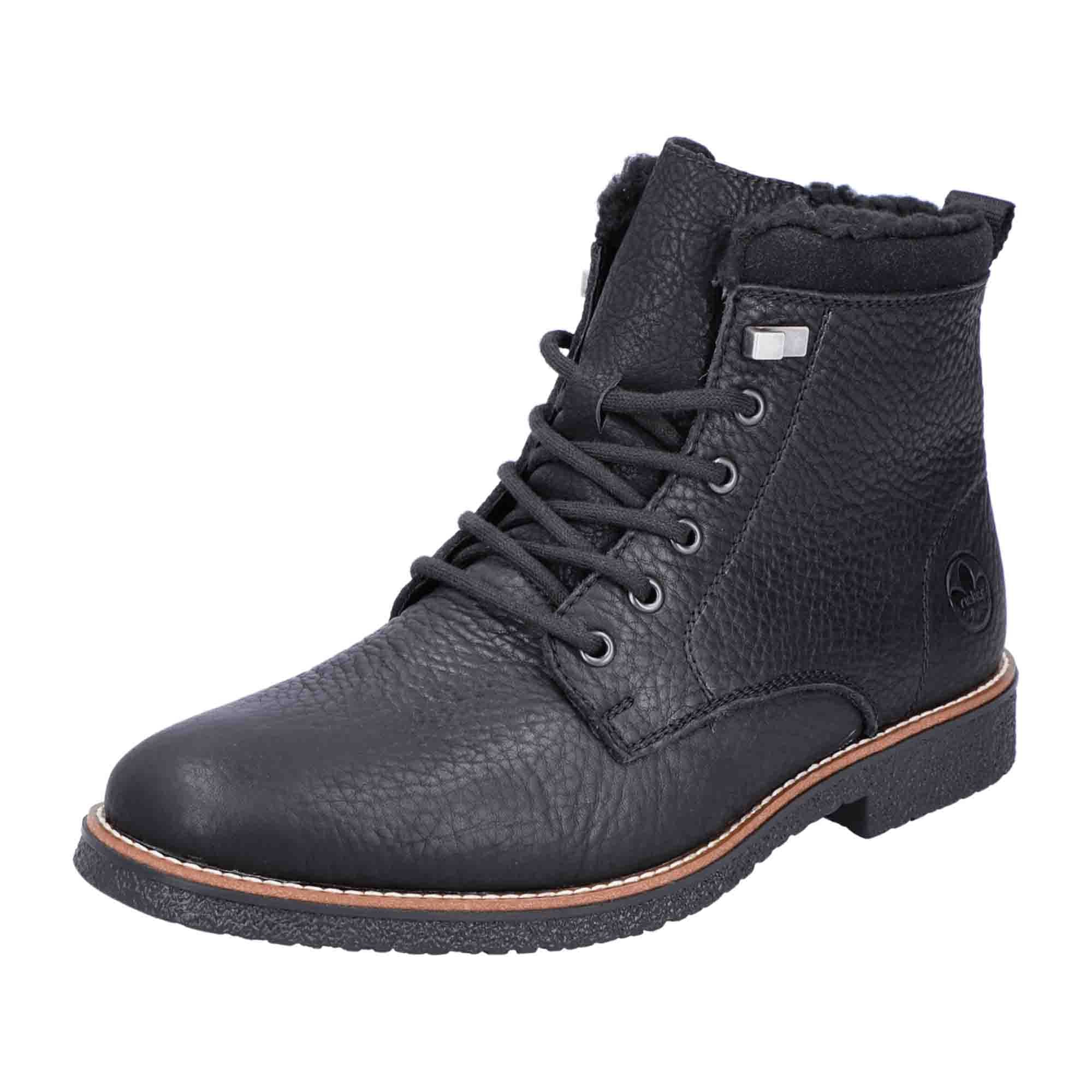Rieker Black Men's Lace-Up Ankle Boots Comfortable Warm Winter Shoes