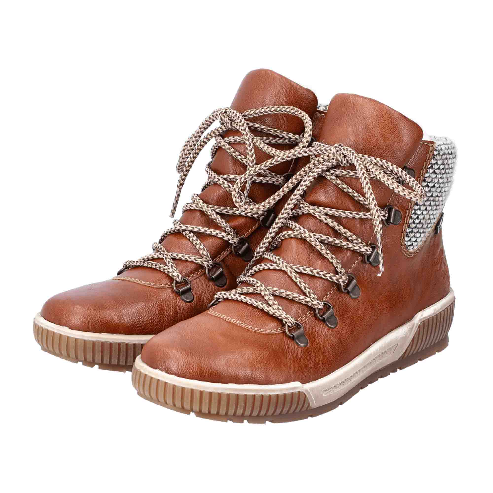 Rieker N074523 Brown Women's Ankle Boots with Warm Lining and Comfort Sole