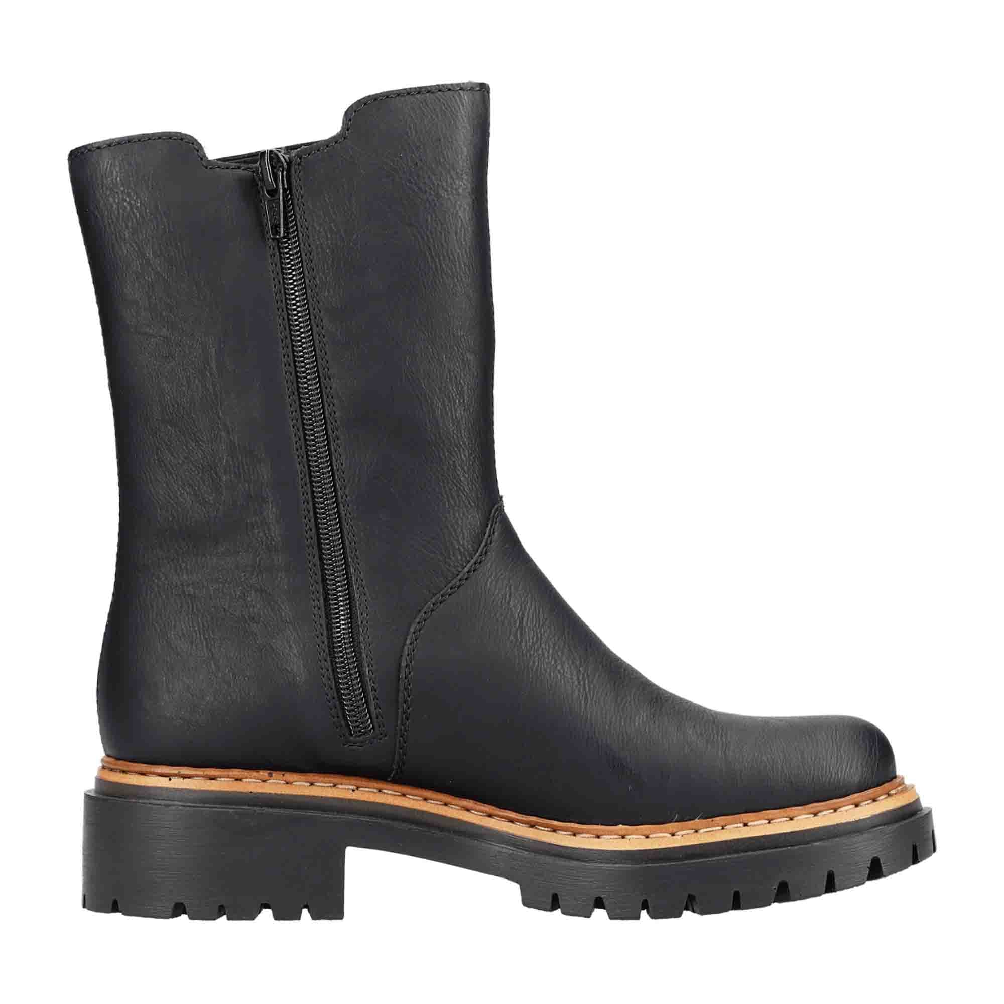 Rieker Women's Black Chelsea Boots with Warm Lining and Side Zipper - Bartel-Shop