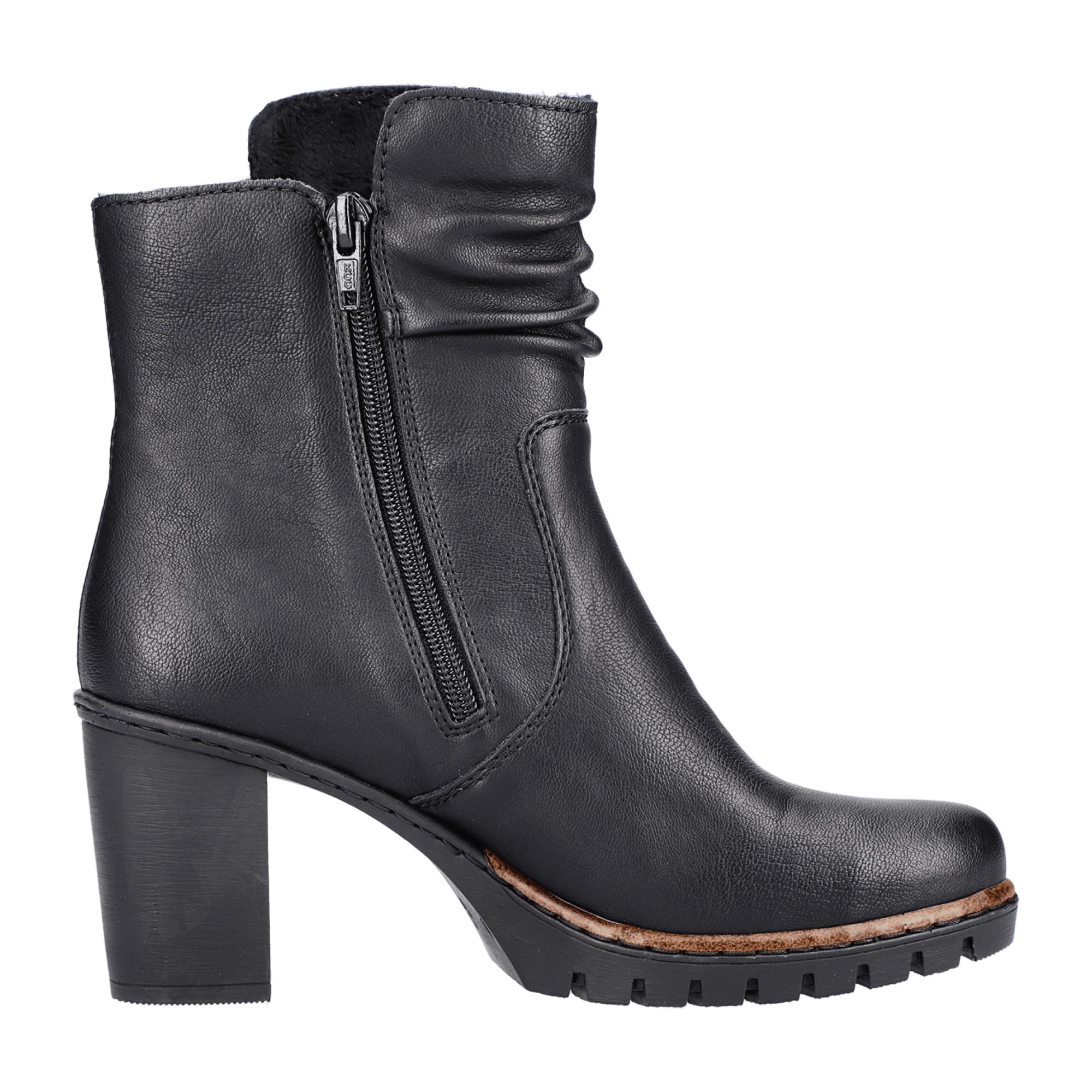 Rieker Morelia Black Women's Ankle Boots with Zipper and Decorative Bands