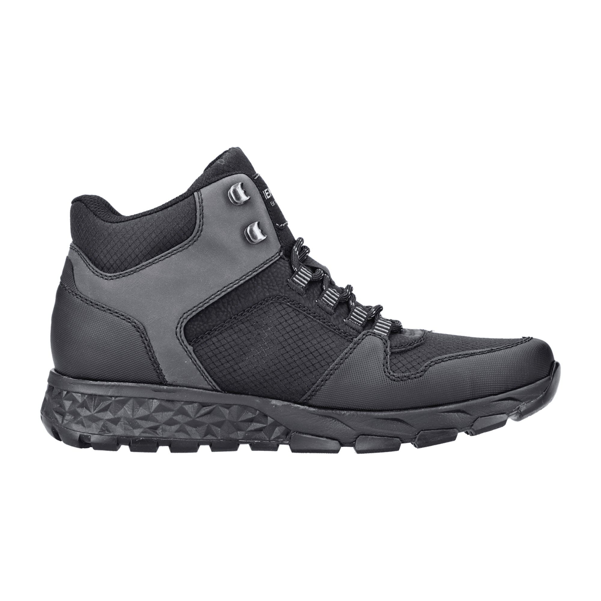 Rieker HWK Men's Black Lace-Up Boots with Non-Slip Sole and Water-Resistant Tex