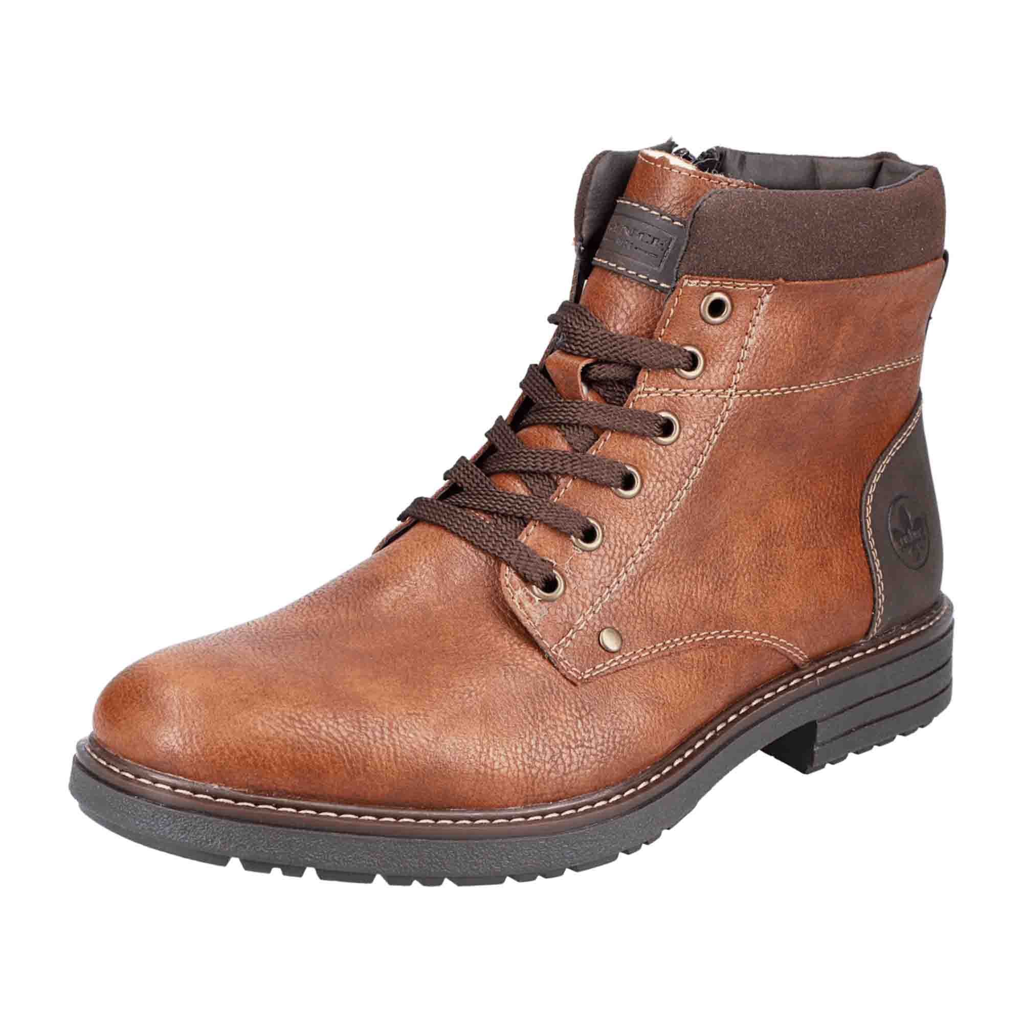 Rieker HWK Men's Brown Boots with Wool Lining, Synthetic Upper, Rubber Sole