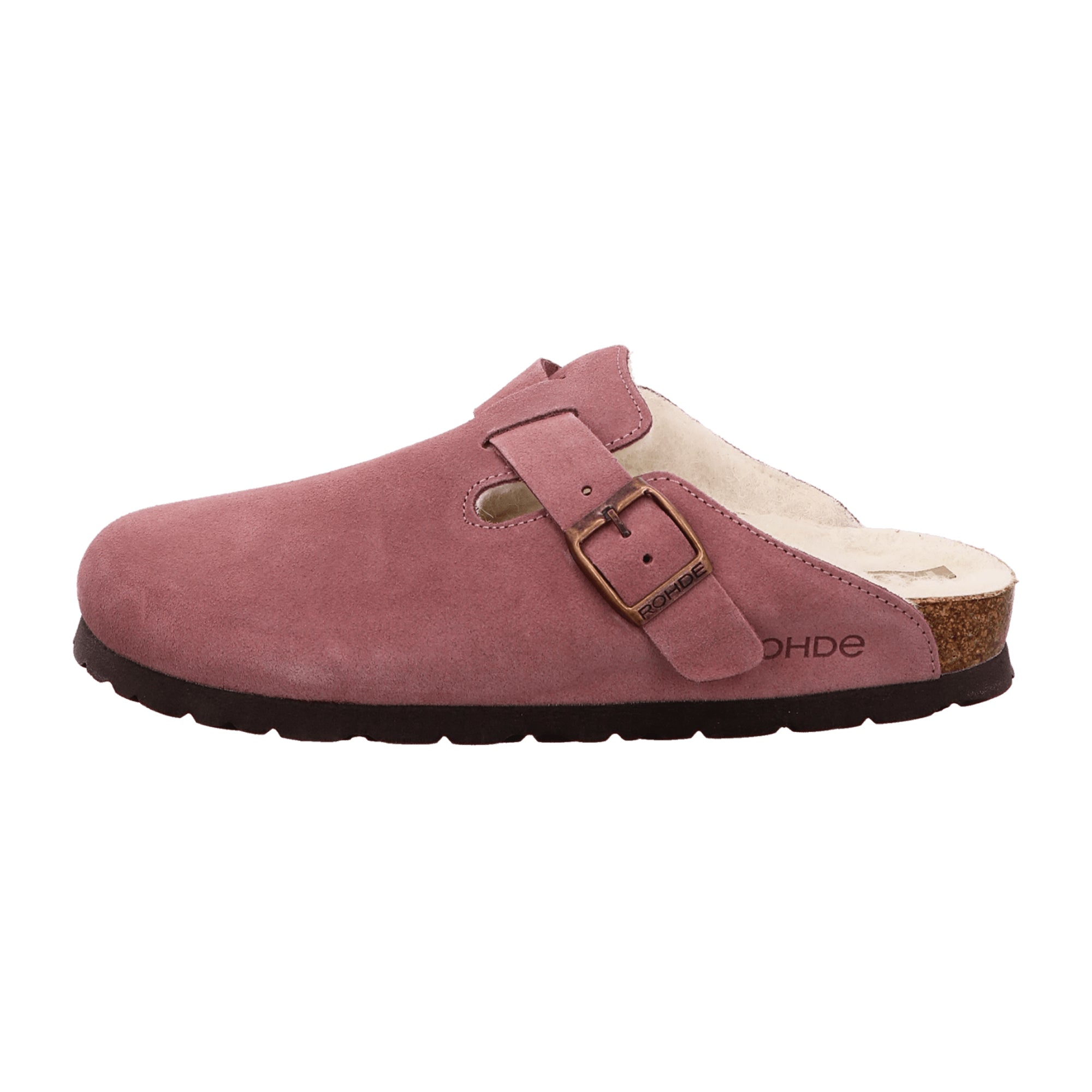 Rohde Women's Pink Slippers Velour Leather Flat Comfortable Winter Shoes
