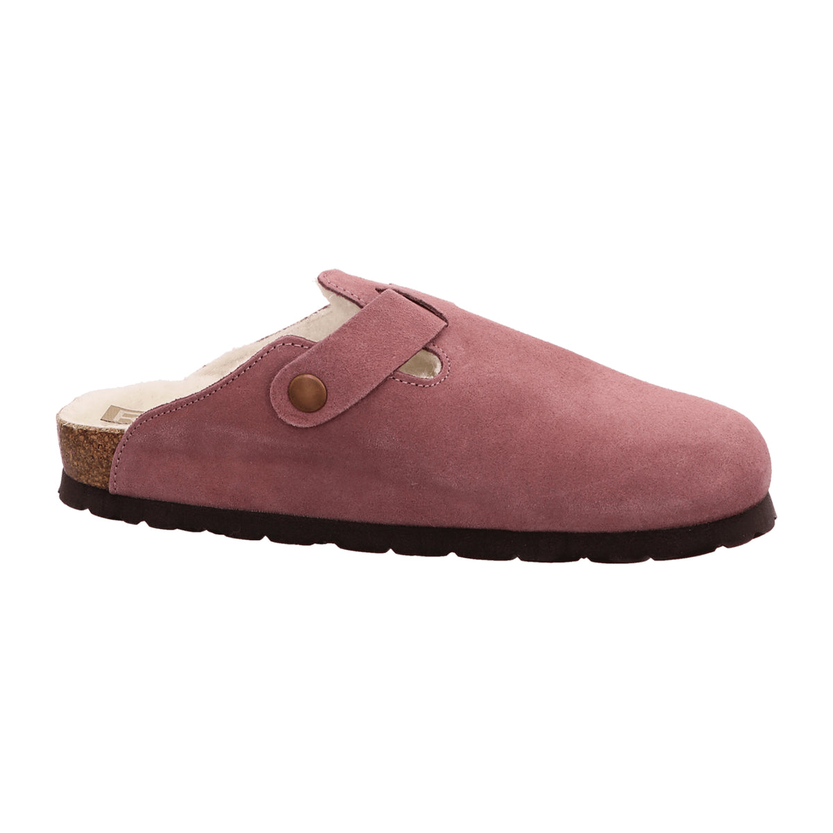 Rohde Women's Pink Slippers Velour Leather Flat Comfortable Winter Shoes