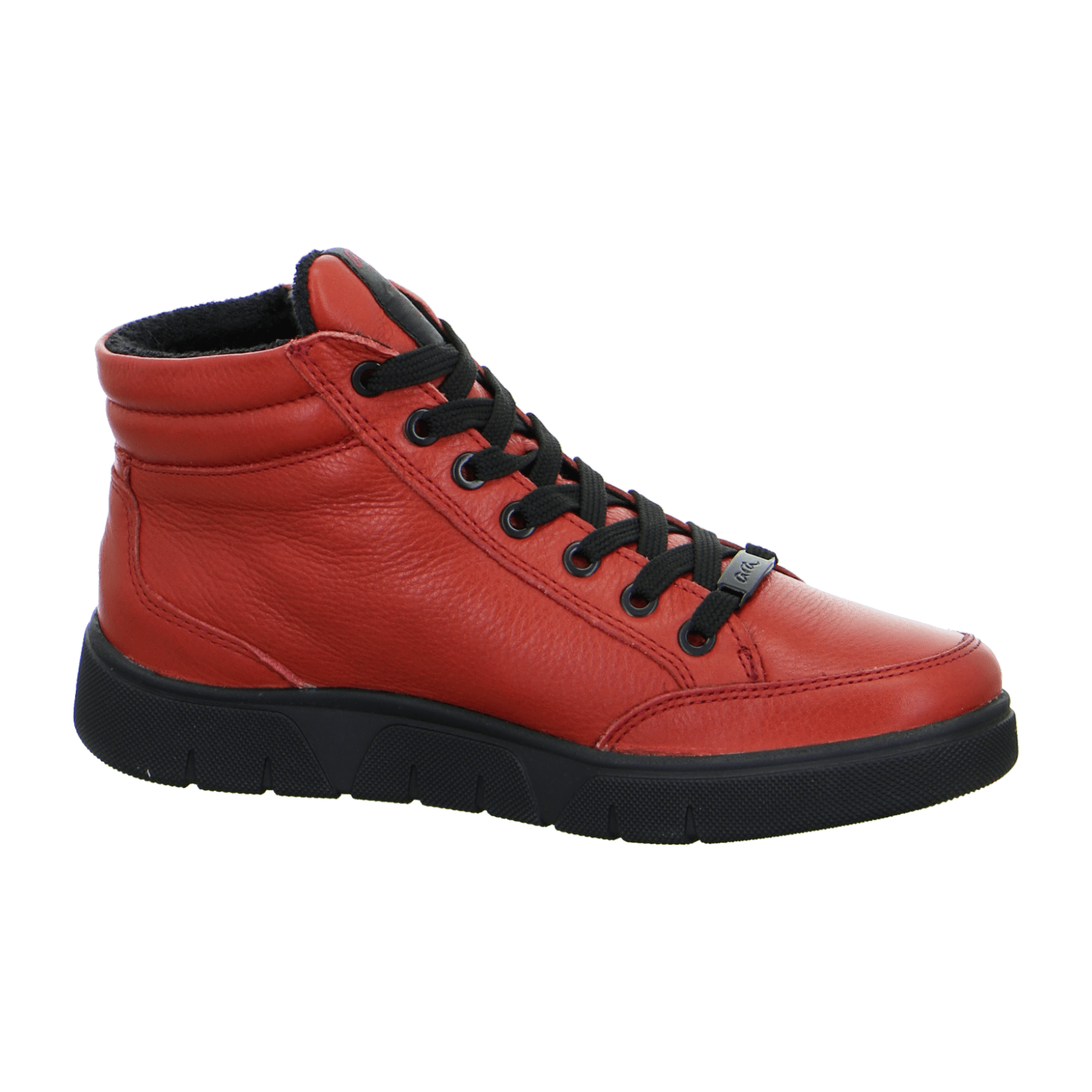 ARA ROM Women's Sneakers in Red Smooth Leather with Lace-Up Closure and Round Toe