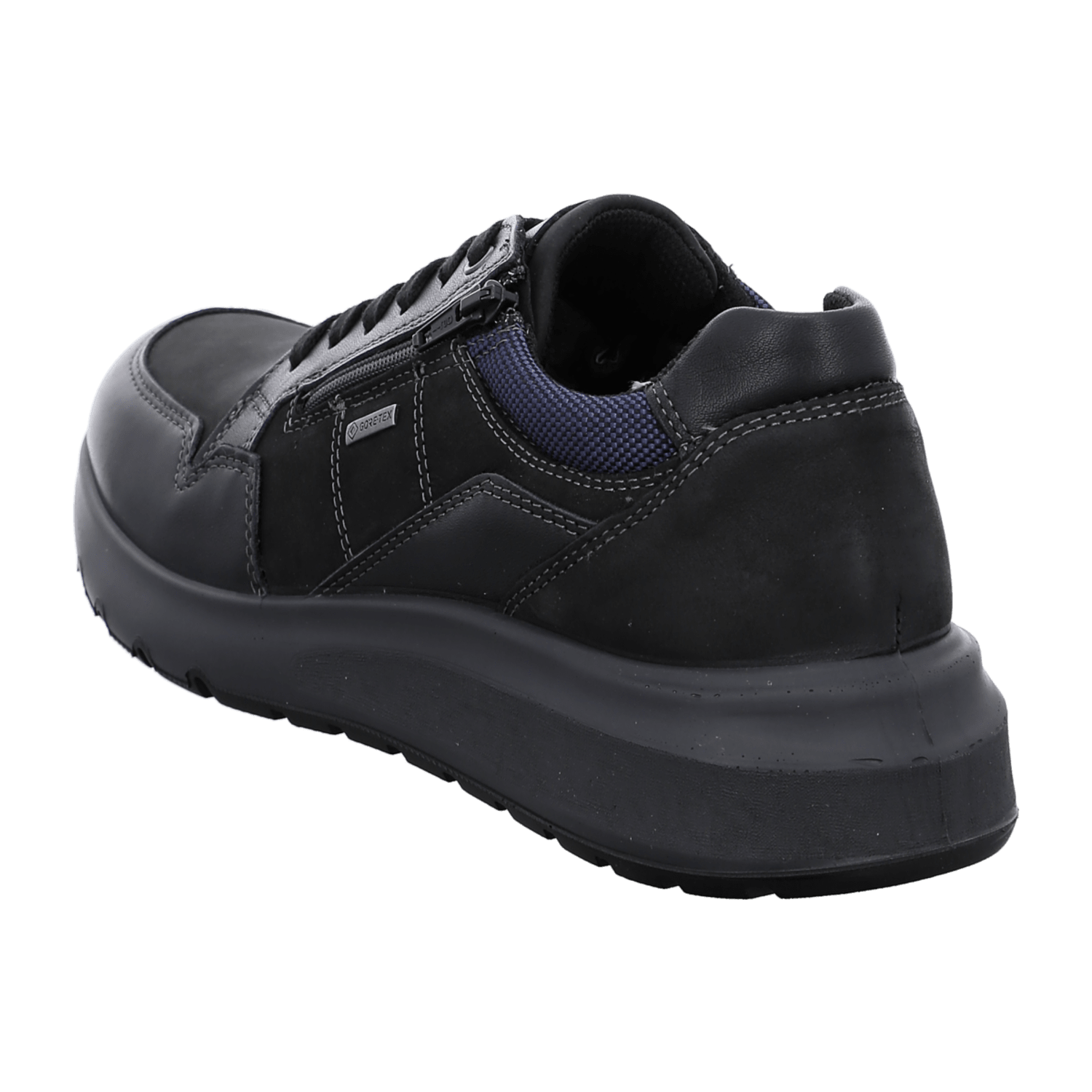 ARA Men's Sneakers Sporty Lace-Up Shoes in Smooth Leather Black