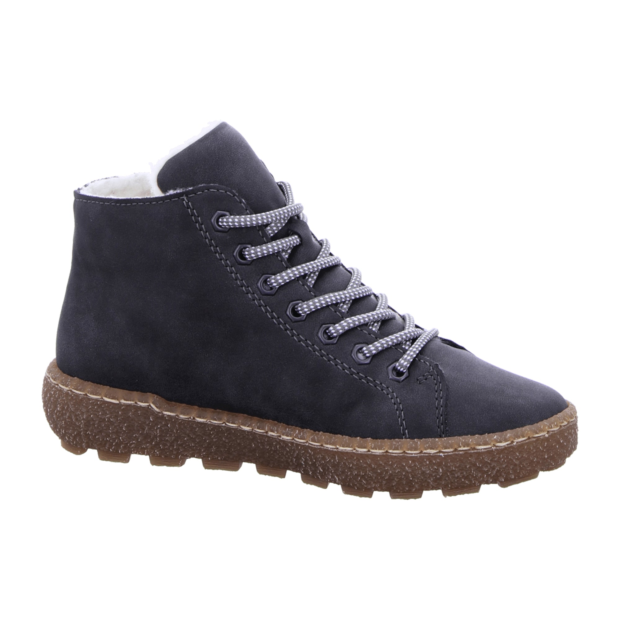 Rieker Women's Warm Lined Lace-Up Ankle Boots Gray Comfortable Removable Insole
