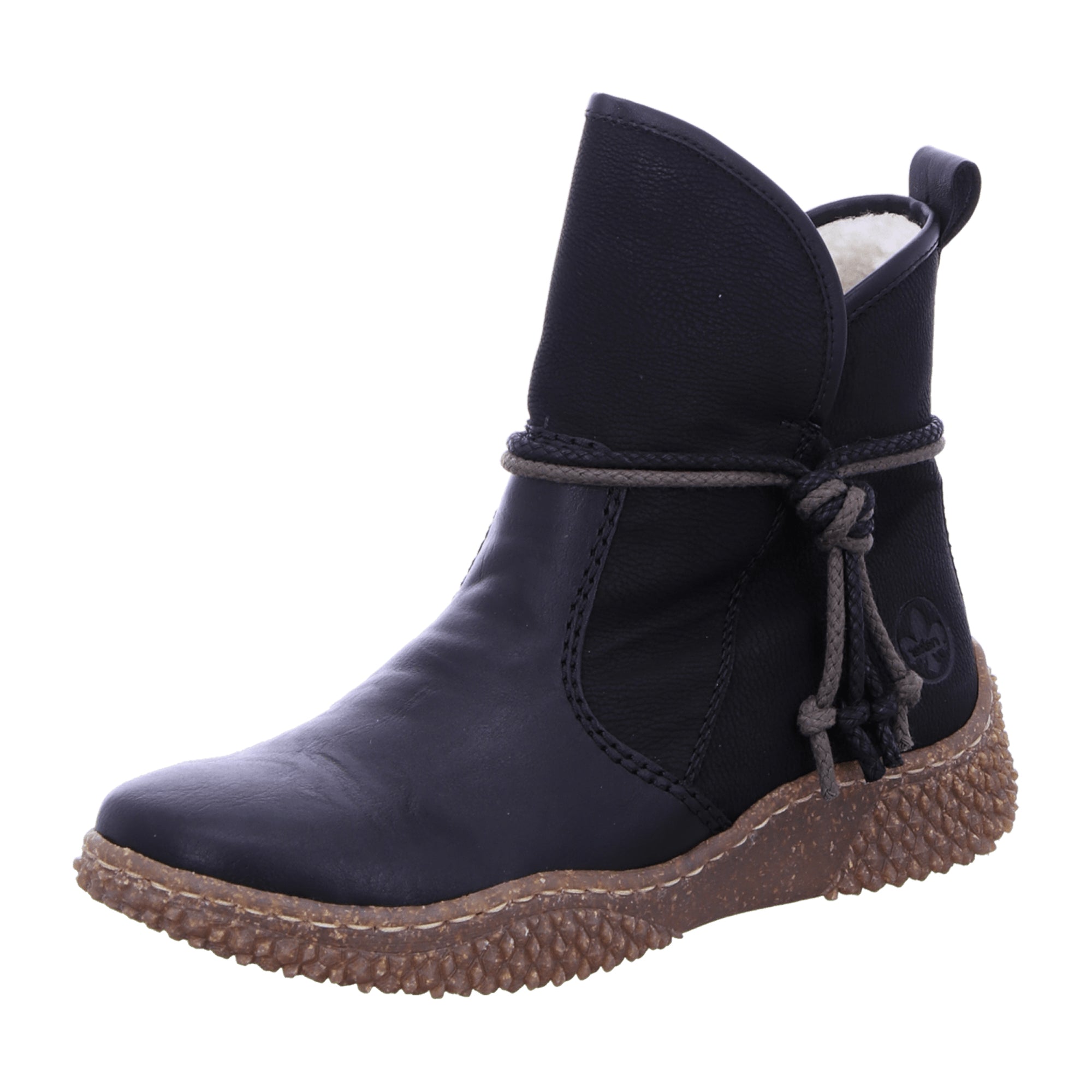 Rieker Women's Black Ankle Boots with Zipper and Warm Lining