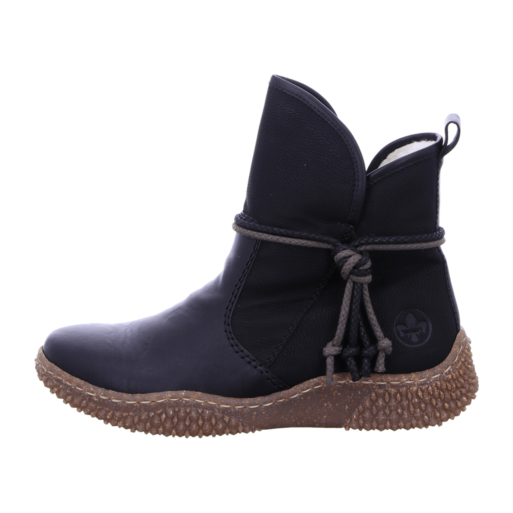 Rieker Women's Black Ankle Boots with Zipper and Warm Lining