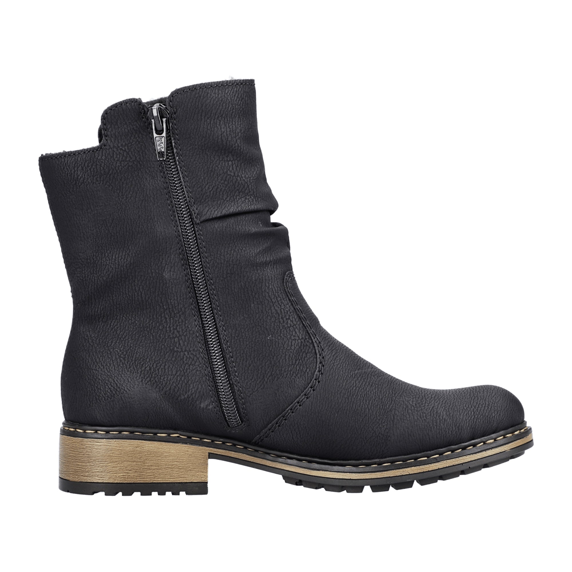Rieker Black Ladies Boots with Side Zipper and Warm Lining for Comfort