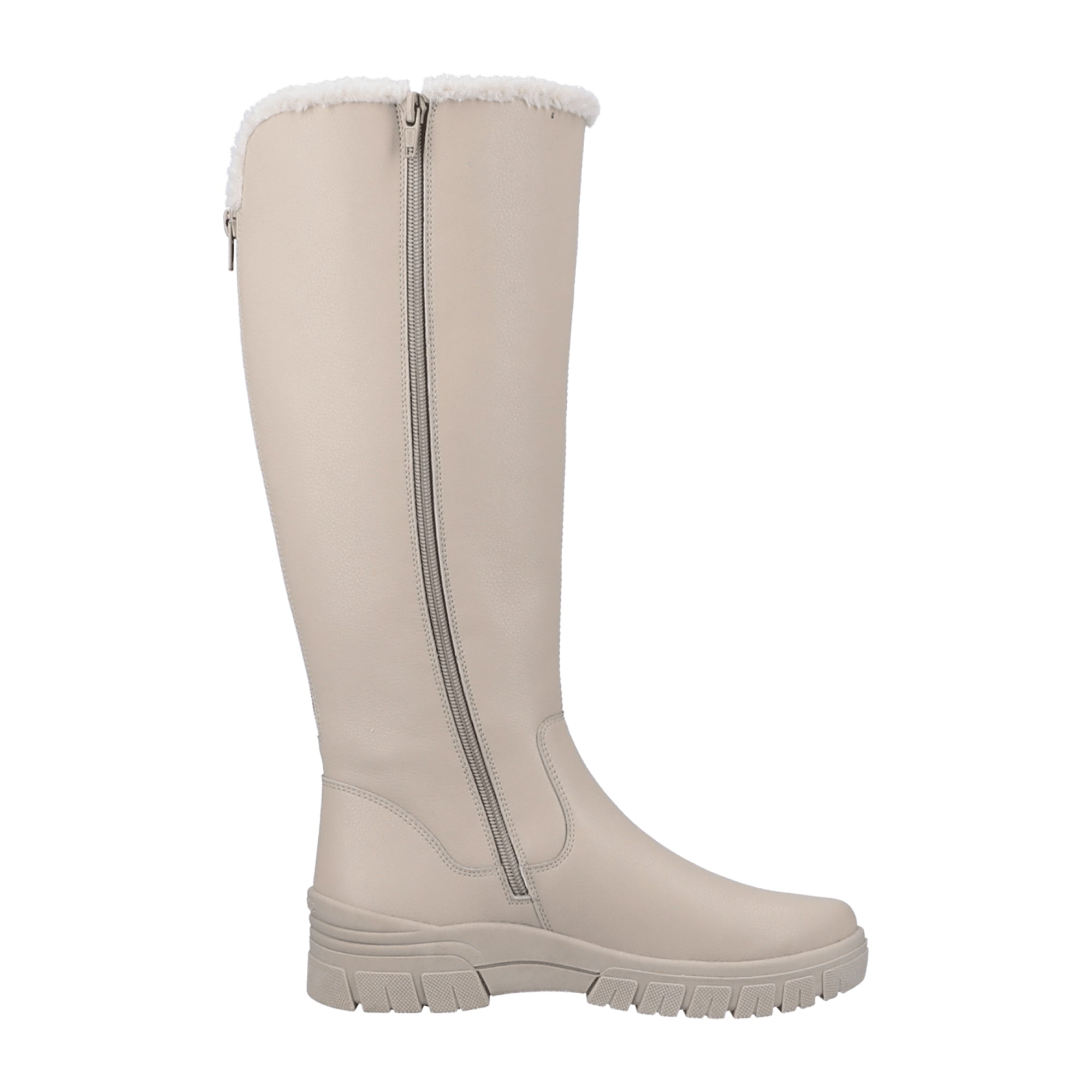 Remonte Comfortable Women's Boots Beige Leather with Warm Lining and Zipper