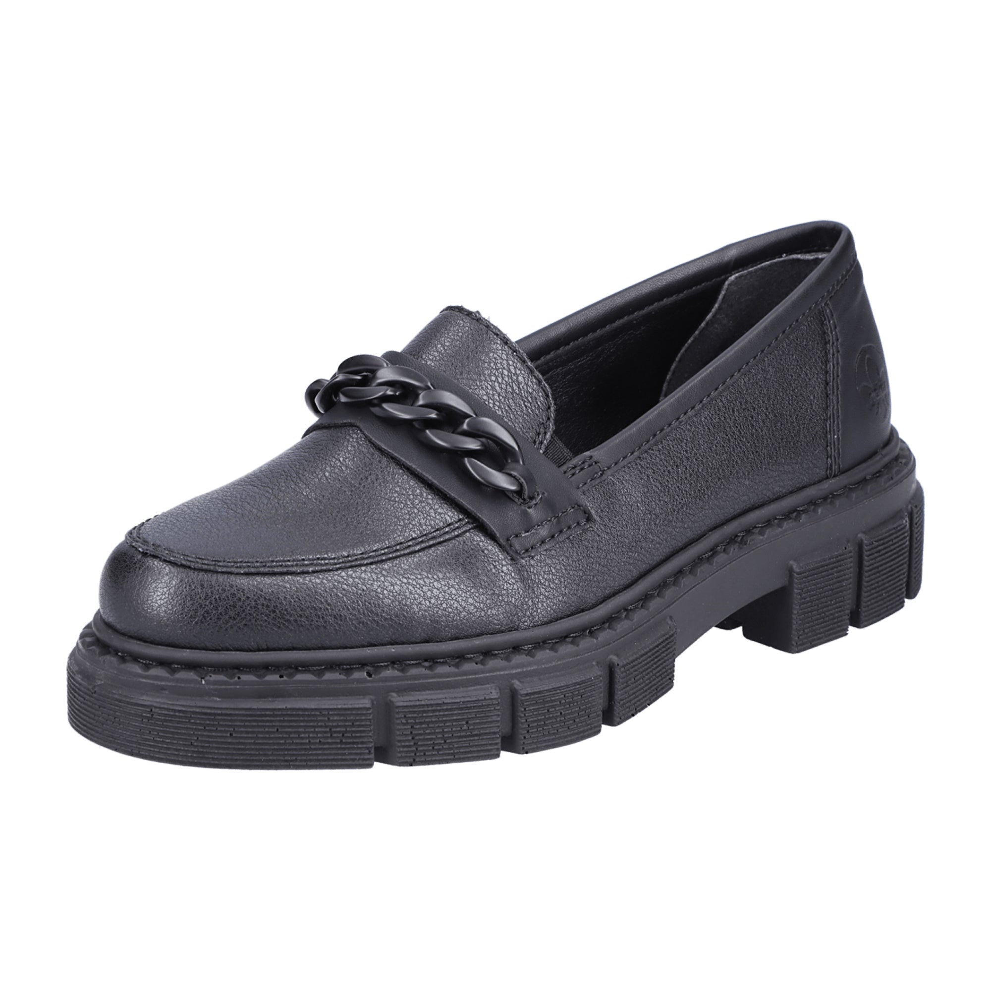 Rieker Women's Black Leather Loafers Comfortable Slip-On Business Shoes