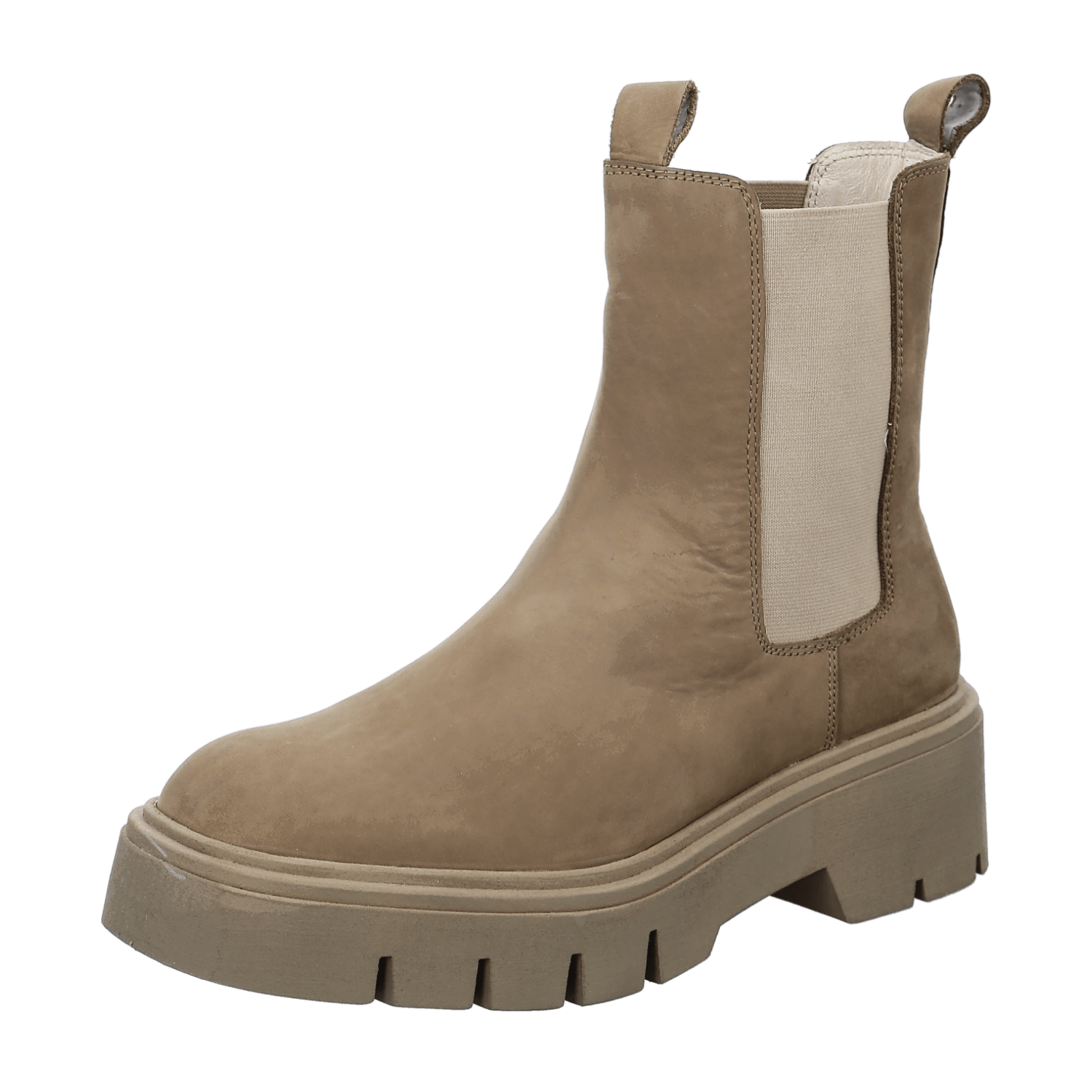 ARA STOCKHOLM Women's Beige Suede Pull-On Chelsea Boots with Round Toe