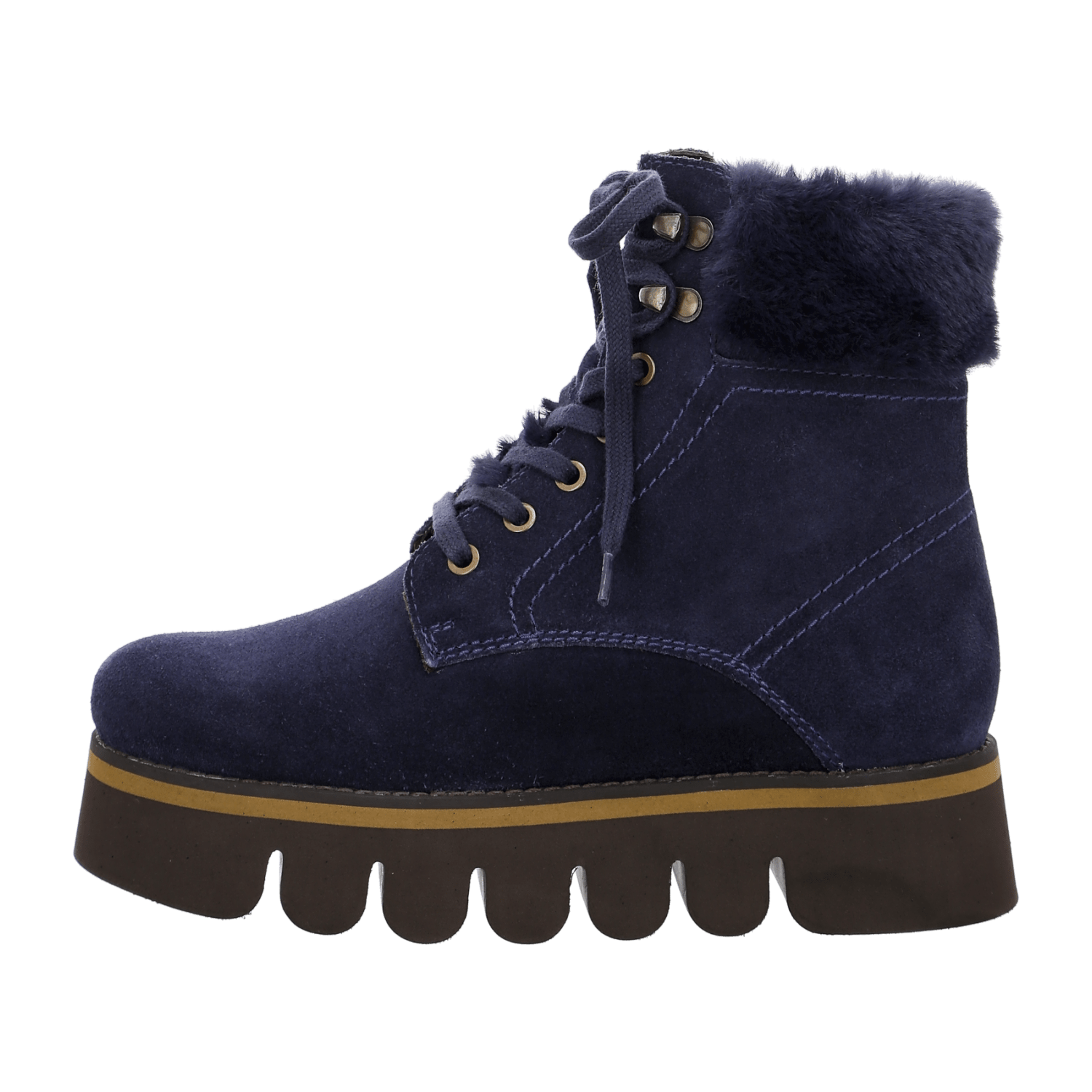 ARA Vigonza Women's Velour Leather Ankle Boots in Blue - Winter Pull-On Boots with Leather Lining