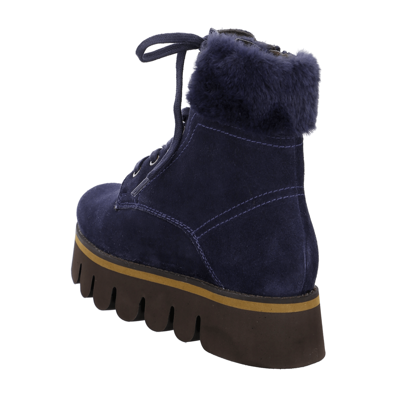 ARA Vigonza Women's Velour Leather Ankle Boots in Blue - Winter Pull-On Boots with Leather Lining