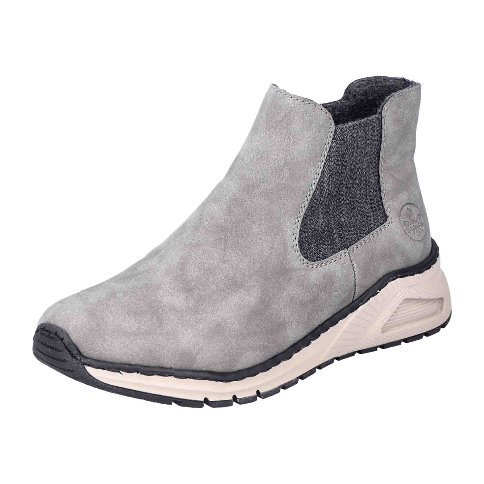 Rieker Comfortable Women's Grey Chelsea Boots with Zip and Elastic Insert