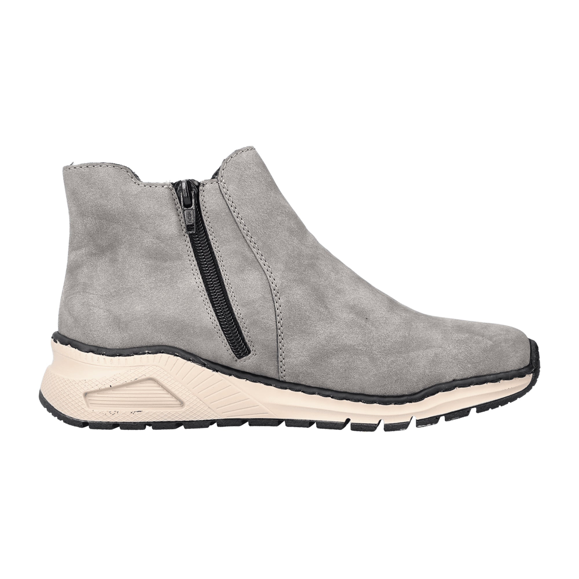 Rieker Comfortable Women's Grey Chelsea Boots with Zip and Elastic Insert
