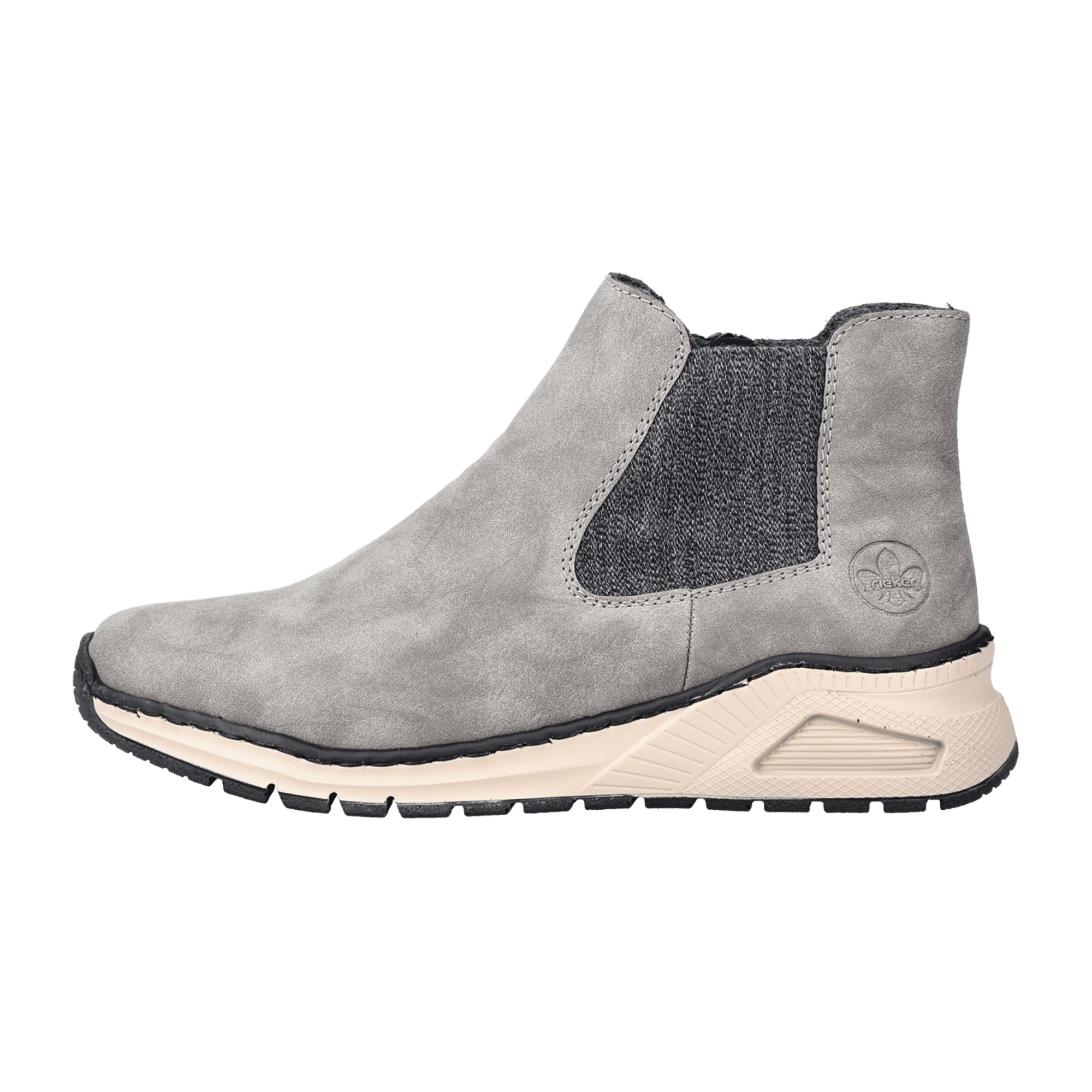Rieker Comfortable Women's Grey Chelsea Boots with Zip and Elastic Insert